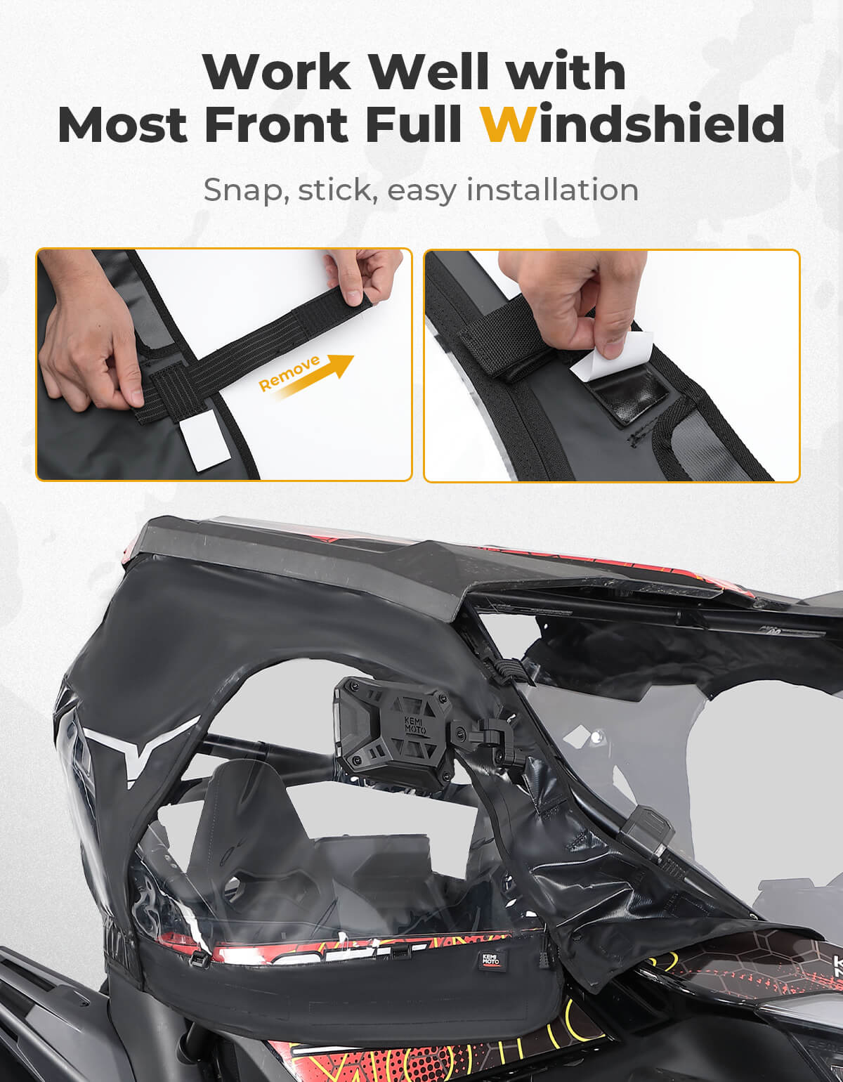 Photo of Soft Cab Enclosure Upper Windows for CFMOTO ZForce 950 by Kemimoto - Premium for UTVs / Side by Sides
