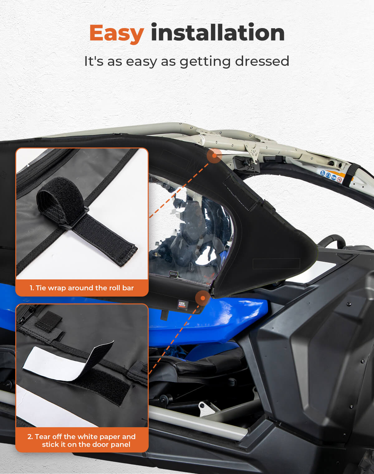 Photo of Soft Cab Enclosure Upper Doors for Can-Am Maverick X3 MAX by Kemimoto - Premium for UTVs / Side by Sides