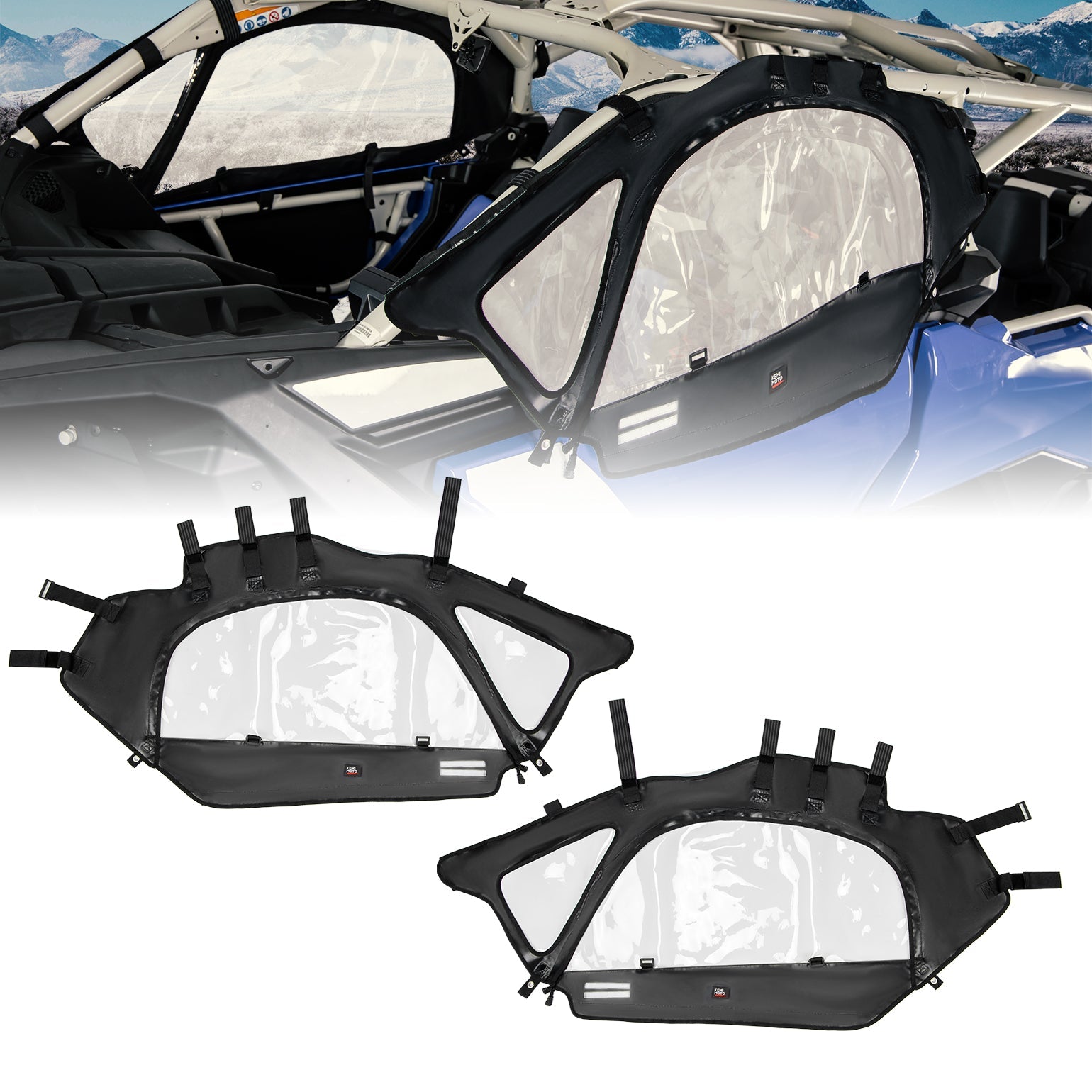 Photo of Upgraded Soft Cab Enclosure Upper Doors for Can-Am Maverick X3 by Kemimoto - Premium for UTVs / Side by Sides