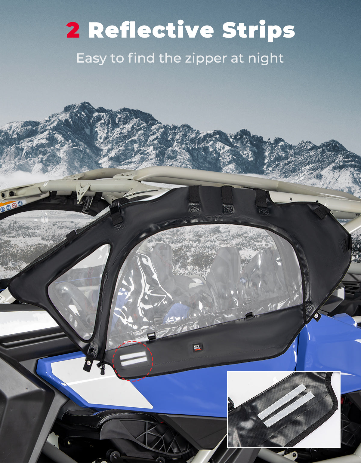 Photo of Upgraded Soft Cab Enclosure Upper Doors for Can-Am Maverick X3 by Kemimoto - Premium for UTVs / Side by Sides