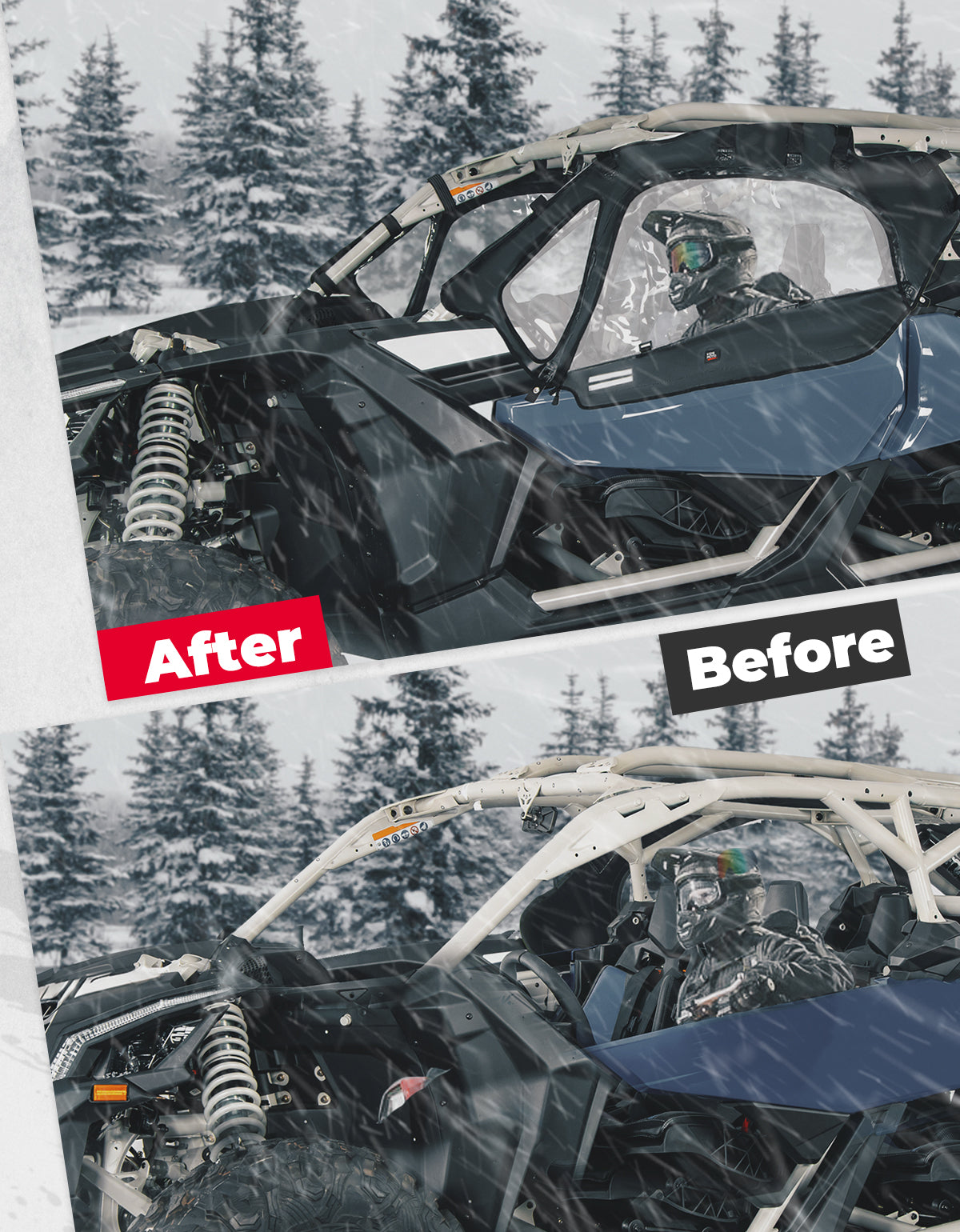 Photo of Upgraded Soft Cab Enclosure Upper Doors for Can-Am Maverick X3 by Kemimoto - Premium for UTVs / Side by Sides