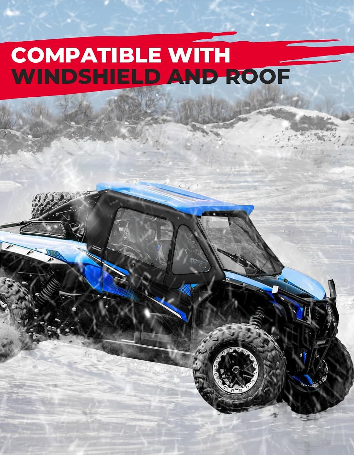 Photo of Soft Cab Enclosures Upper Doors for Kawasaki Teryx KRX 1000 by Kemimoto - Premium for UTVs / Side by Sides