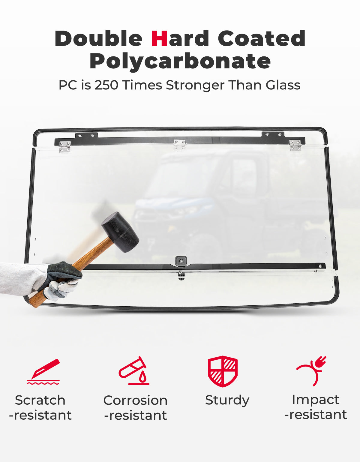 Photo of 2-in-1 Flip Windshield 1/5" Thick Polycarbonate for Can-Am Defender HD5/8/10 by Kemimoto - Premium for UTVs / Side by Sides