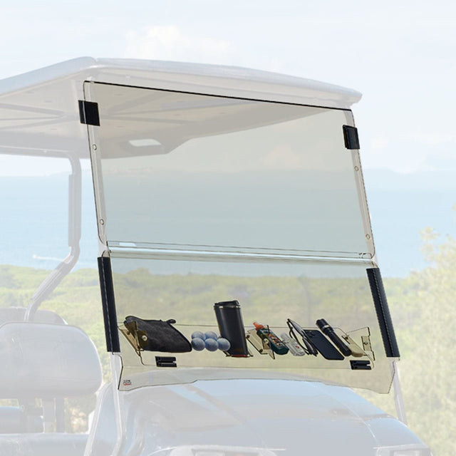 Photo of Kemimoto Folding Down Windshield Tinted W/ Storage for EZGO TXT by Kemimoto - Premium for UTVs / Side by Sides