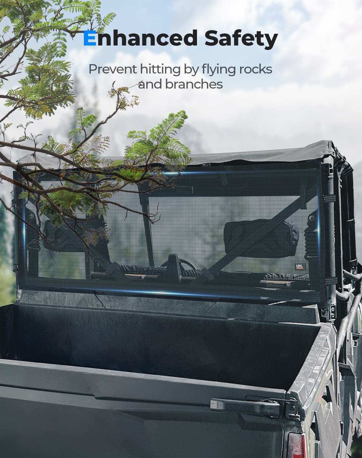 Photo of Rear Window Net for Tracker 800SX | CREW 2020-2024 by Kemimoto - Premium for UTVs / Side by Sides