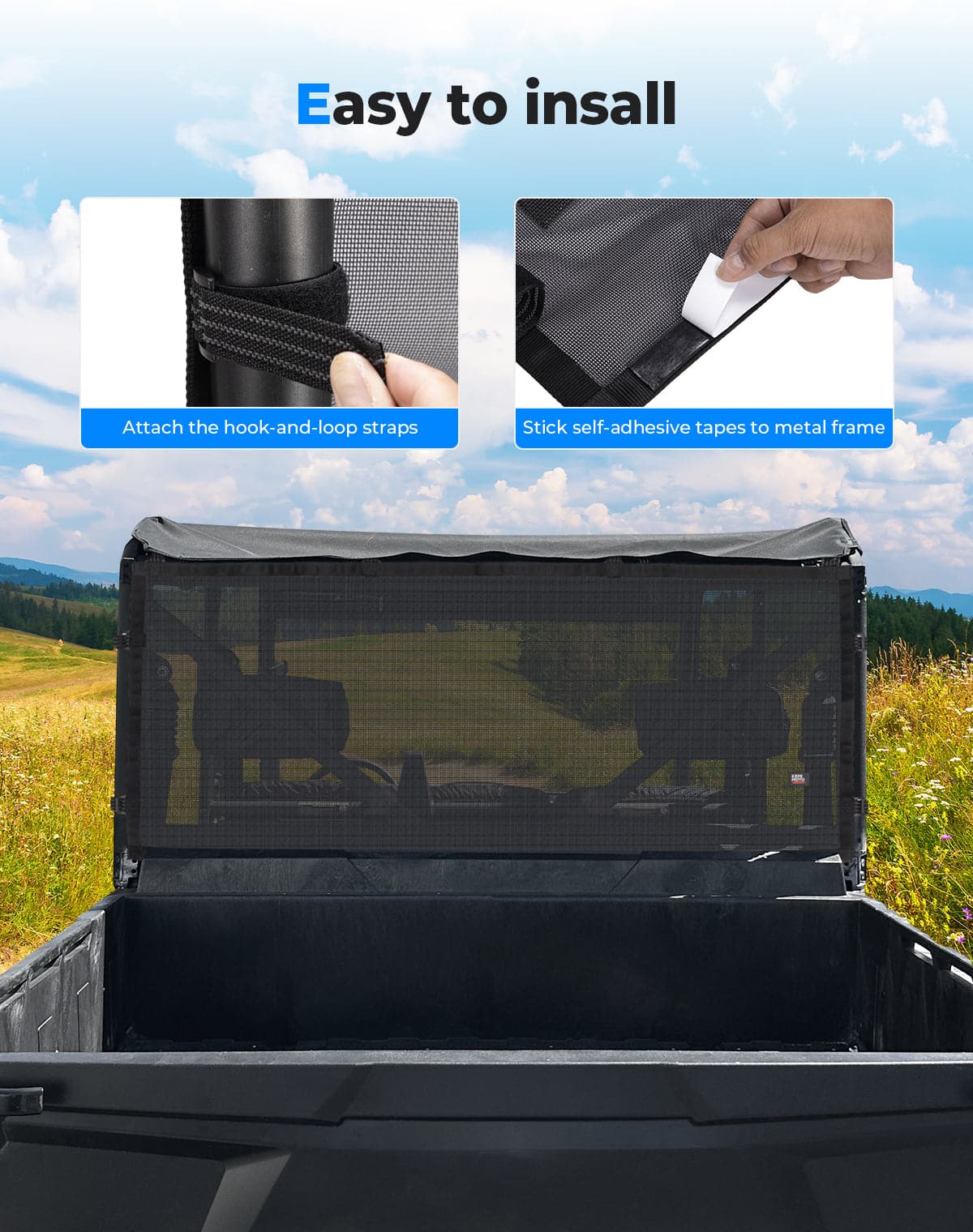 Photo of Rear Window Net for Tracker 800SX | CREW 2020-2024 by Kemimoto - Premium for UTVs / Side by Sides