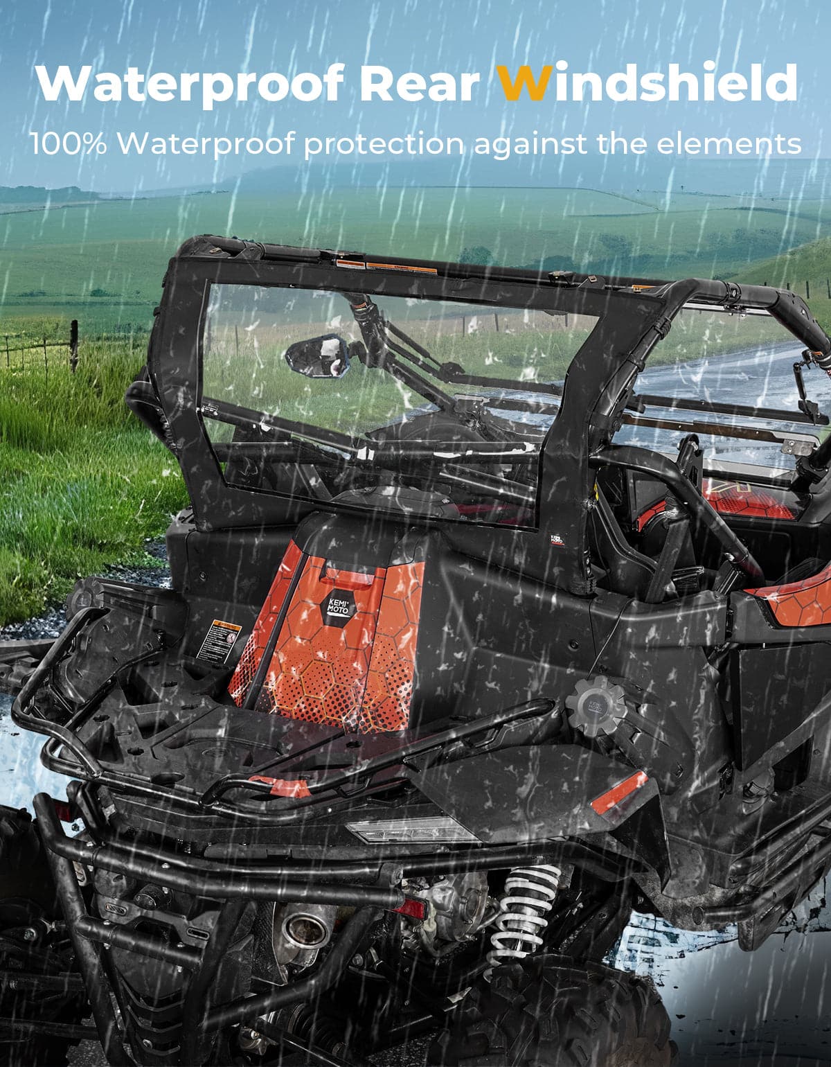 Photo of UTV Soft Rear Windshield for CFMOTO ZForce 950 by Kemimoto - Premium for UTVs / Side by Sides