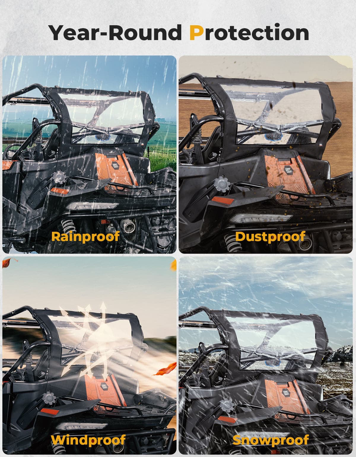 Photo of UTV Soft Rear Windshield for CFMOTO ZForce 950 by Kemimoto - Premium for UTVs / Side by Sides