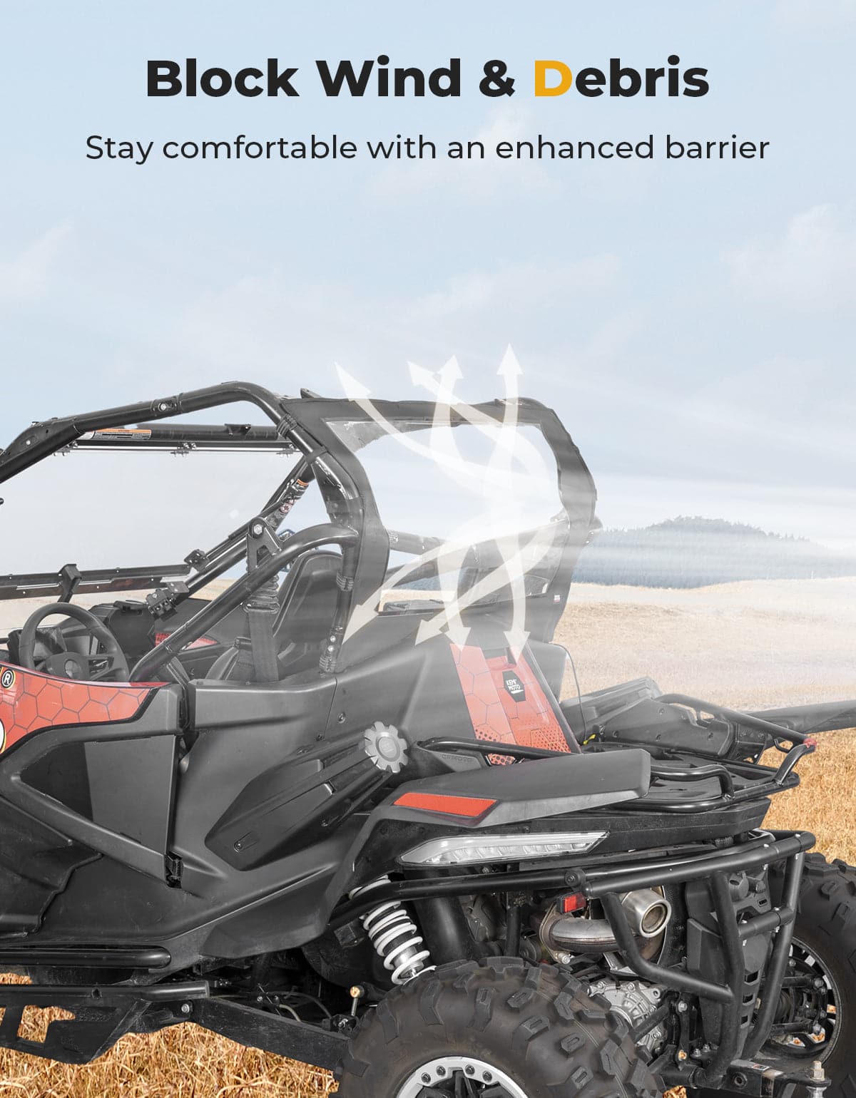 Photo of UTV Soft Rear Windshield for CFMOTO ZForce 950 by Kemimoto - Premium for UTVs / Side by Sides