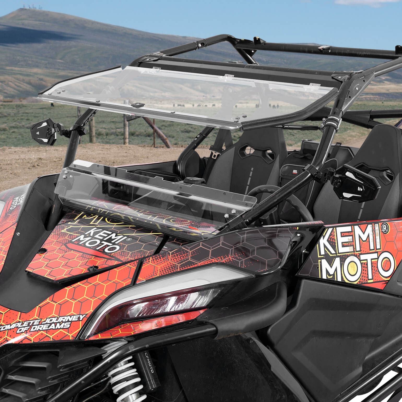 Photo of Kemimoto Folding 2-in-1 Flip Windshield for CFMOTO ZForce 950 by Kemimoto - Premium for UTVs / Side by Sides