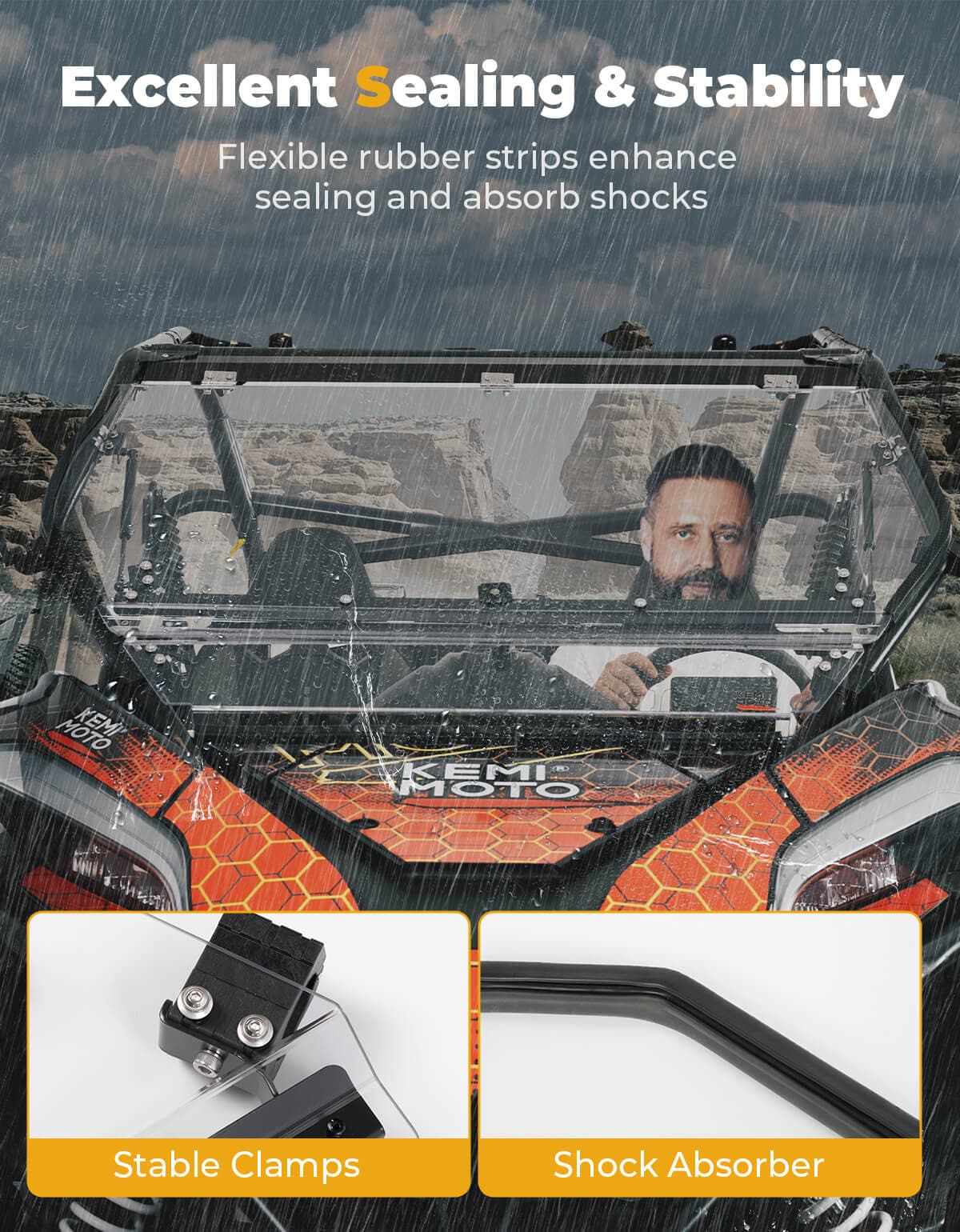 Photo of Kemimoto Folding 2-in-1 Flip Windshield for CFMOTO ZForce 950 by Kemimoto - Premium for UTVs / Side by Sides