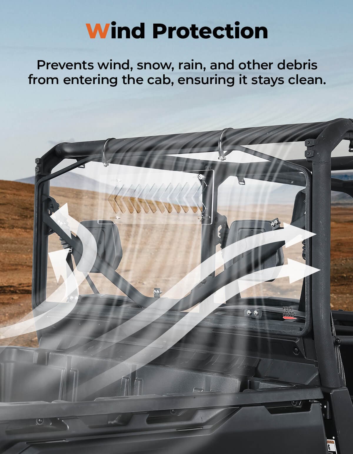 Photo of Vented Sliding Rear Windshield for Can Am Defender HD10|9|8|7|5 by Kemimoto - Premium for UTVs / Side by Sides