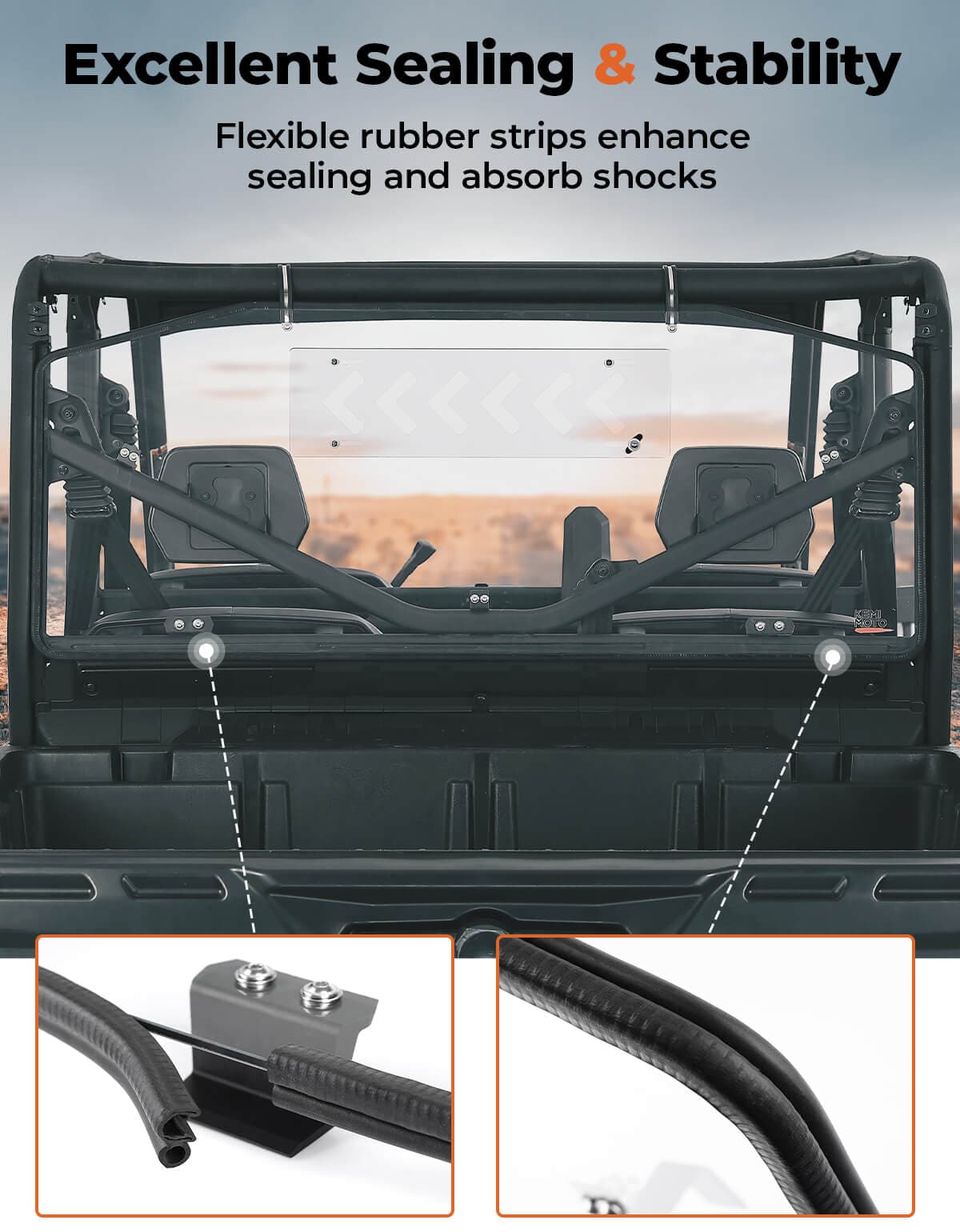 Photo of Vented Sliding Rear Windshield for Can Am Defender HD10|9|8|7|5 by Kemimoto - Premium for UTVs / Side by Sides