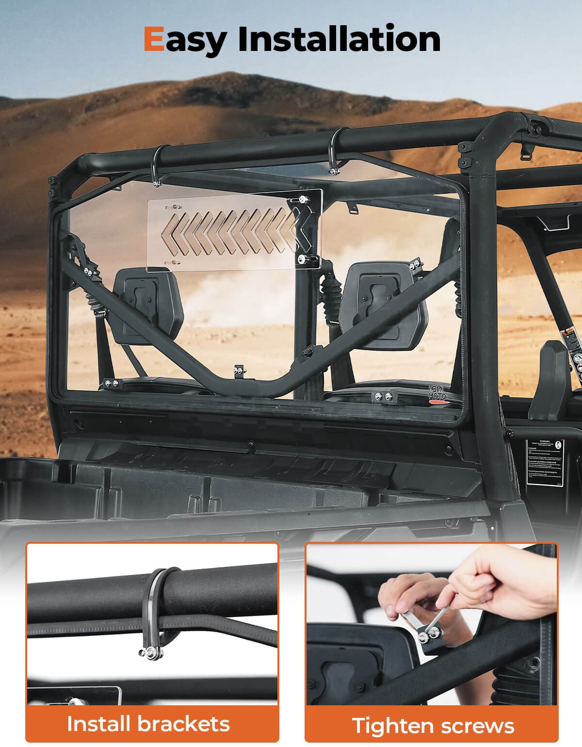 Photo of Vented Sliding Rear Windshield for Can Am Defender HD10|9|8|7|5 by Kemimoto - Premium for UTVs / Side by Sides