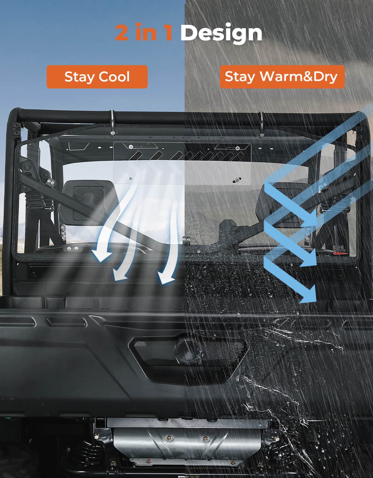 Photo of Vented Sliding Rear Windshield for Can Am Defender HD10|9|8|7|5 by Kemimoto - Premium for UTVs / Side by Sides