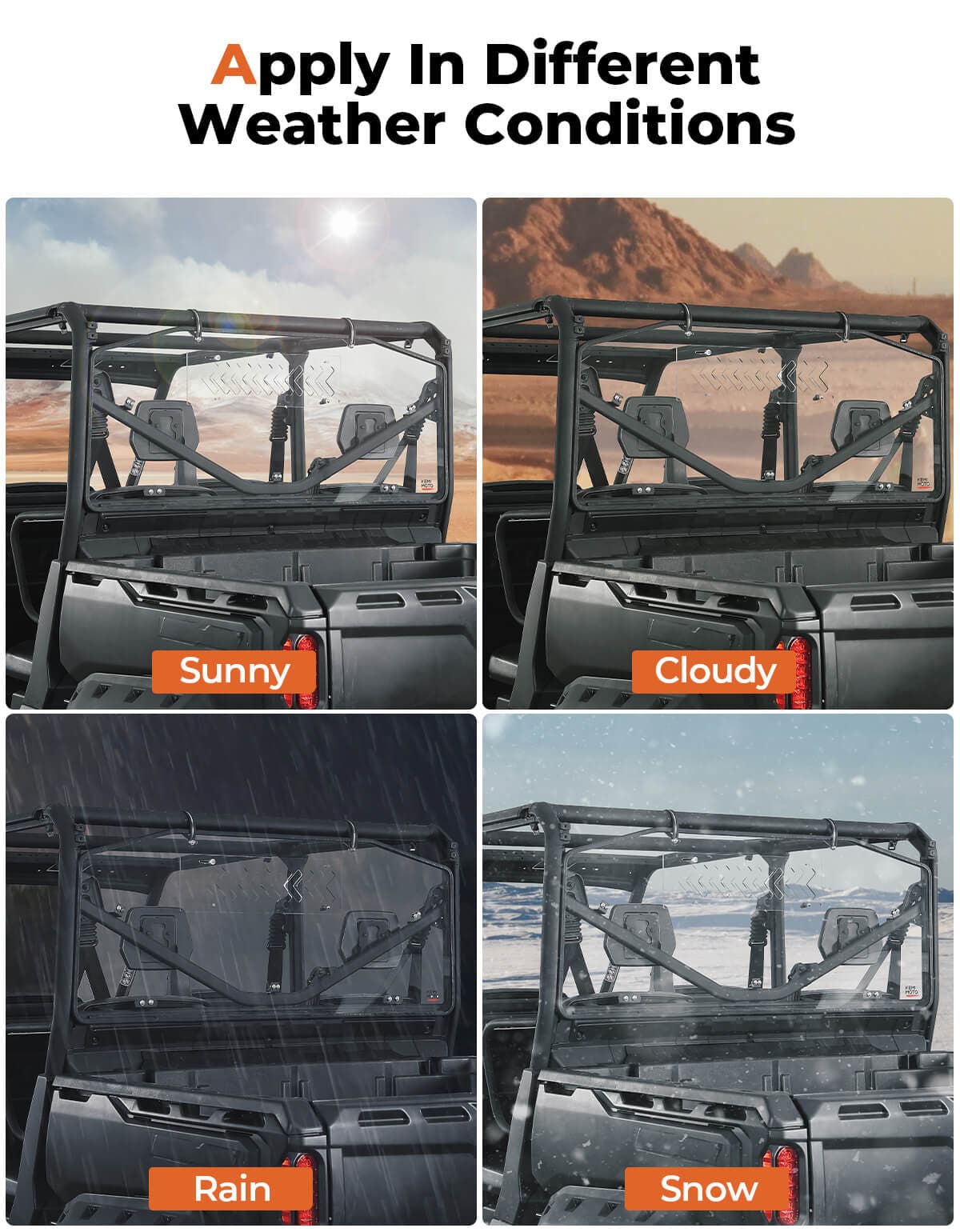 Photo of Vented Sliding Rear Windshield for Can Am Defender HD10|9|8|7|5 by Kemimoto - Premium for UTVs / Side by Sides