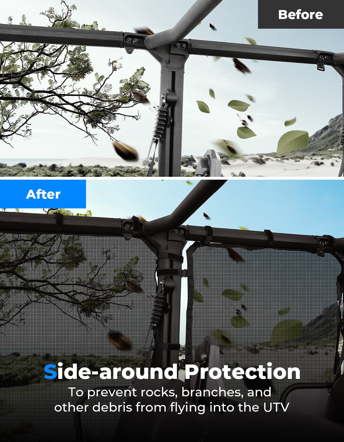 Photo of Side Window Net Doors for Tracker 800SX CREW by Kemimoto - Premium for UTVs / Side by Sides