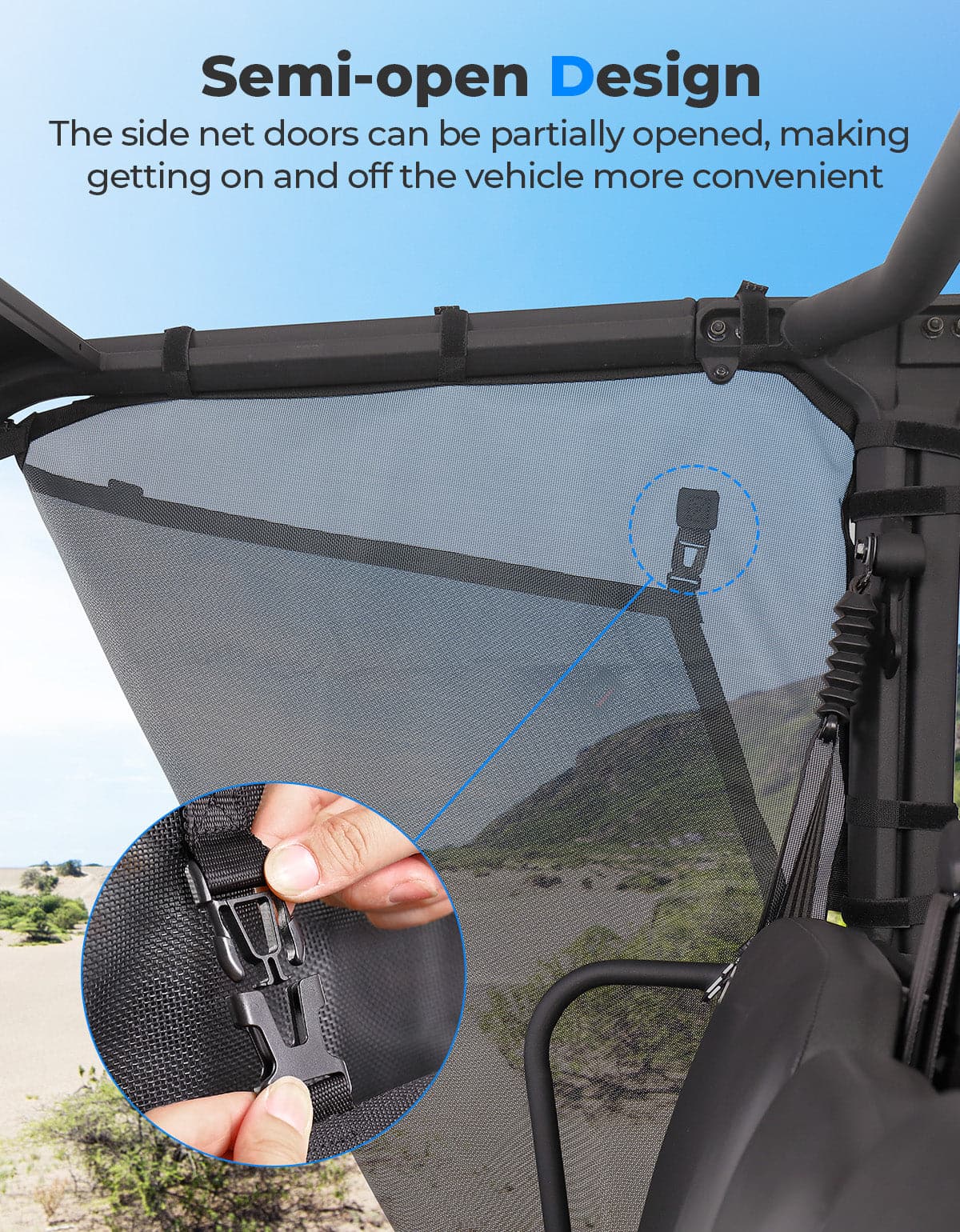 Photo of Side Window Net Doors for Tracker 800SX CREW by Kemimoto - Premium for UTVs / Side by Sides