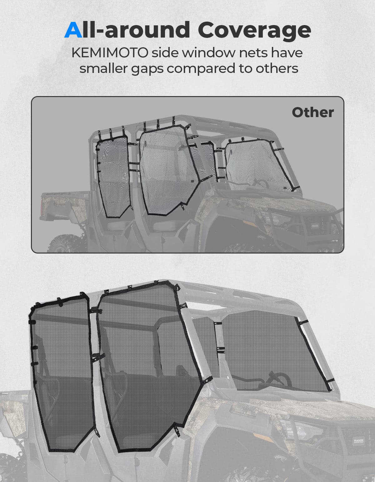 Photo of Side Window Net Doors for Tracker 800SX CREW by Kemimoto - Premium for UTVs / Side by Sides