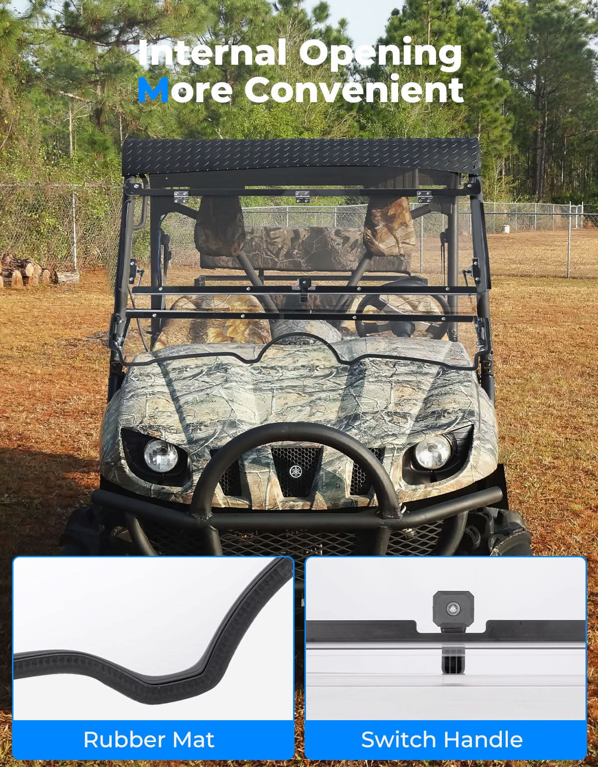 Photo of Kemimoto Front Flip Split Windshield for Yamaha Rhino 450 660 2004-2013 by Kemimoto - Premium for UTVs / Side by Sides