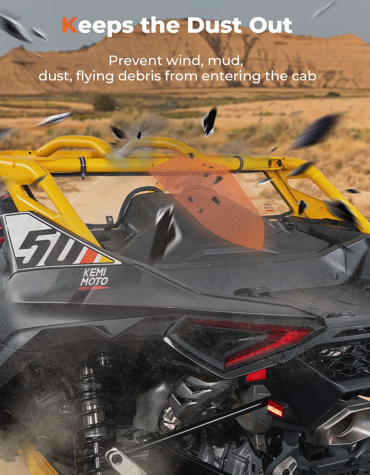 Photo of Scratch Resistant Rear Windshield for Can-Am Maverick R 2024+ by Kemimoto - Premium for UTVs / Side by Sides