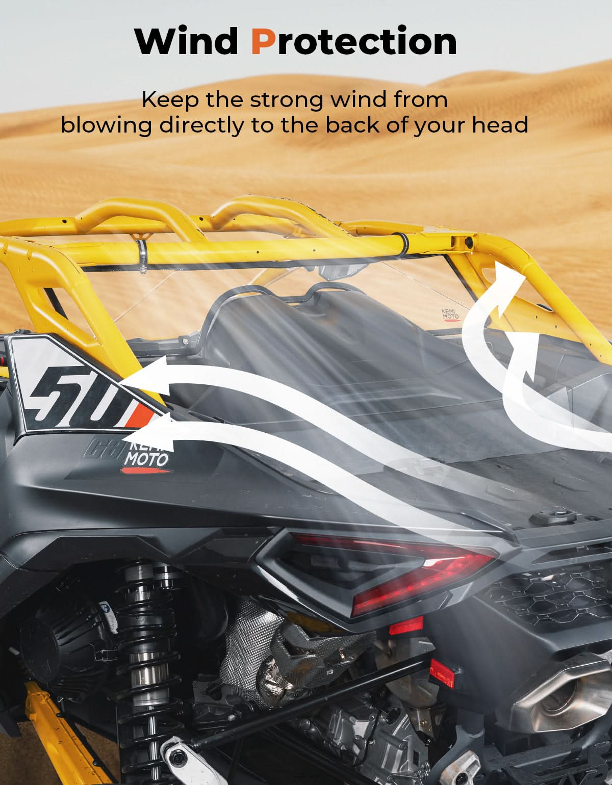 Photo of Scratch Resistant Rear Windshield for Can-Am Maverick R 2024+ by Kemimoto - Premium for UTVs / Side by Sides