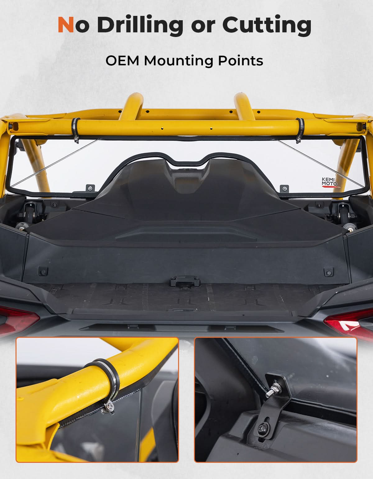 Photo of Scratch Resistant Rear Windshield for Can-Am Maverick R 2024+ by Kemimoto - Premium for UTVs / Side by Sides