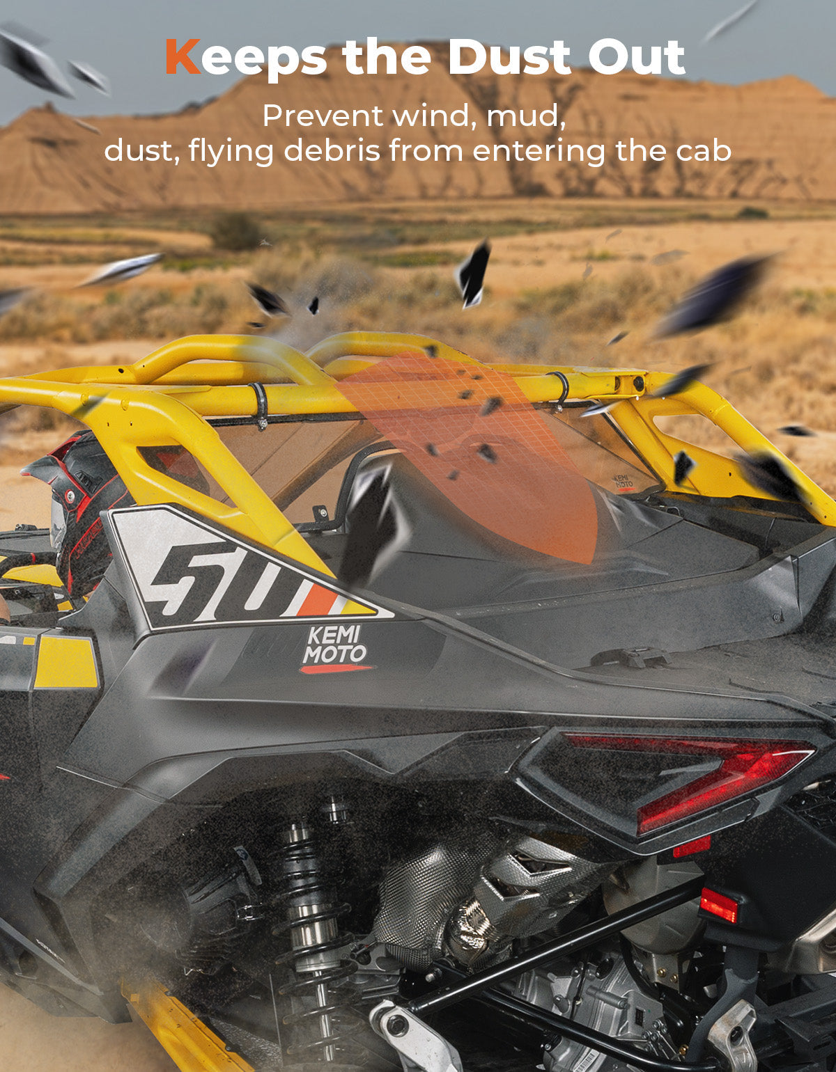 Photo of Scratch Resistant Tinted Rear Windshield for Can-Am Maverick R 2024+ by Kemimoto - Premium for UTVs / Side by Sides