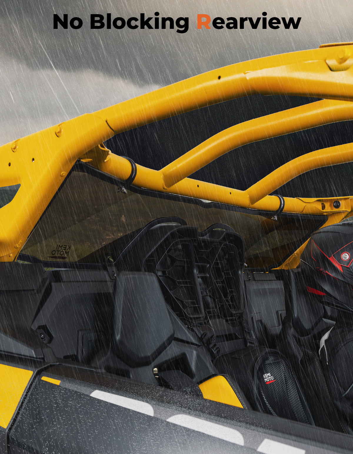 Photo of Scratch Resistant Tinted Rear Windshield for Can-Am Maverick R 2024+ by Kemimoto - Premium for UTVs / Side by Sides
