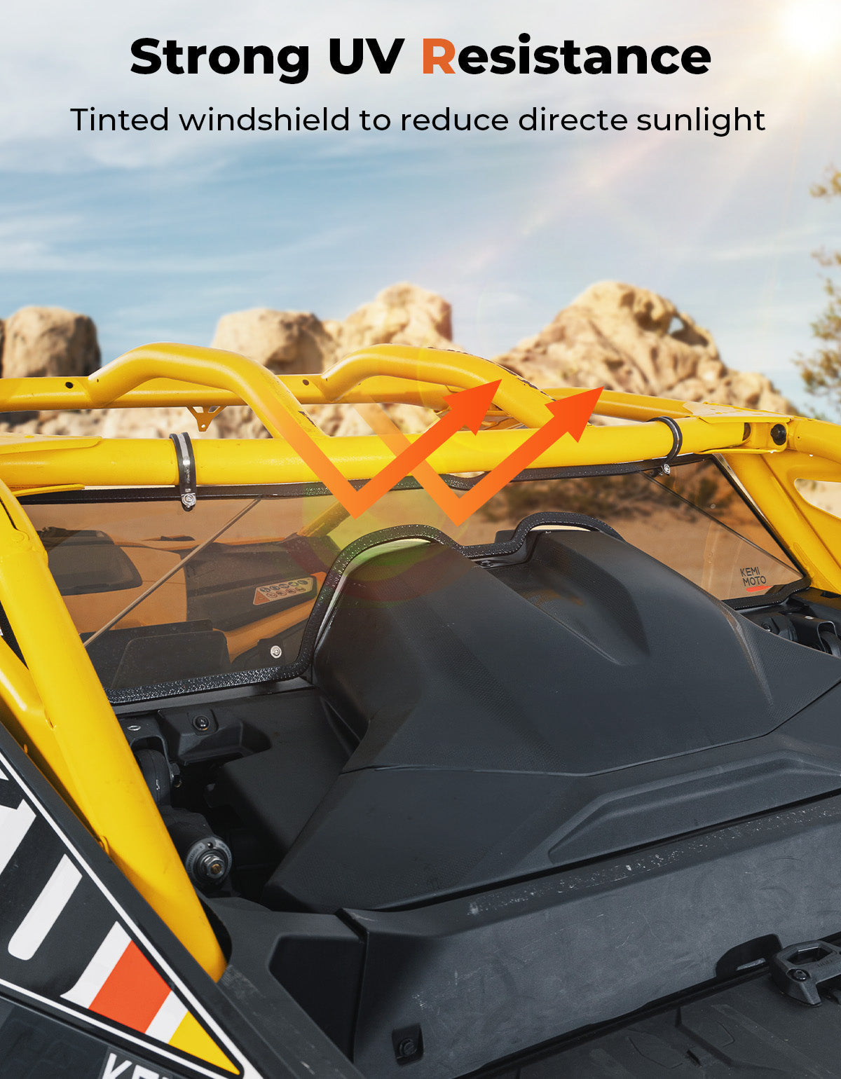 Photo of Scratch Resistant Tinted Rear Windshield for Can-Am Maverick R 2024+ by Kemimoto - Premium for UTVs / Side by Sides