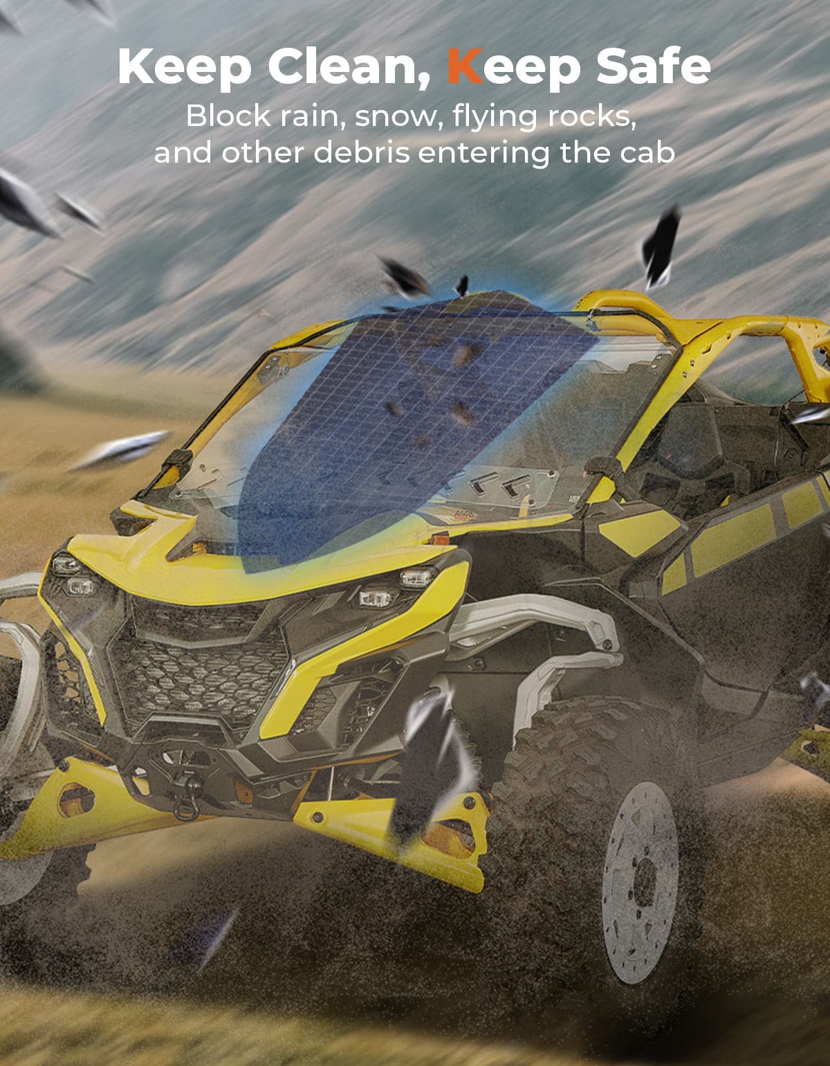 Photo of Vented Front Full Windshield for Can Am Maverick R 2024+ by Kemimoto - Premium for UTVs / Side by Sides