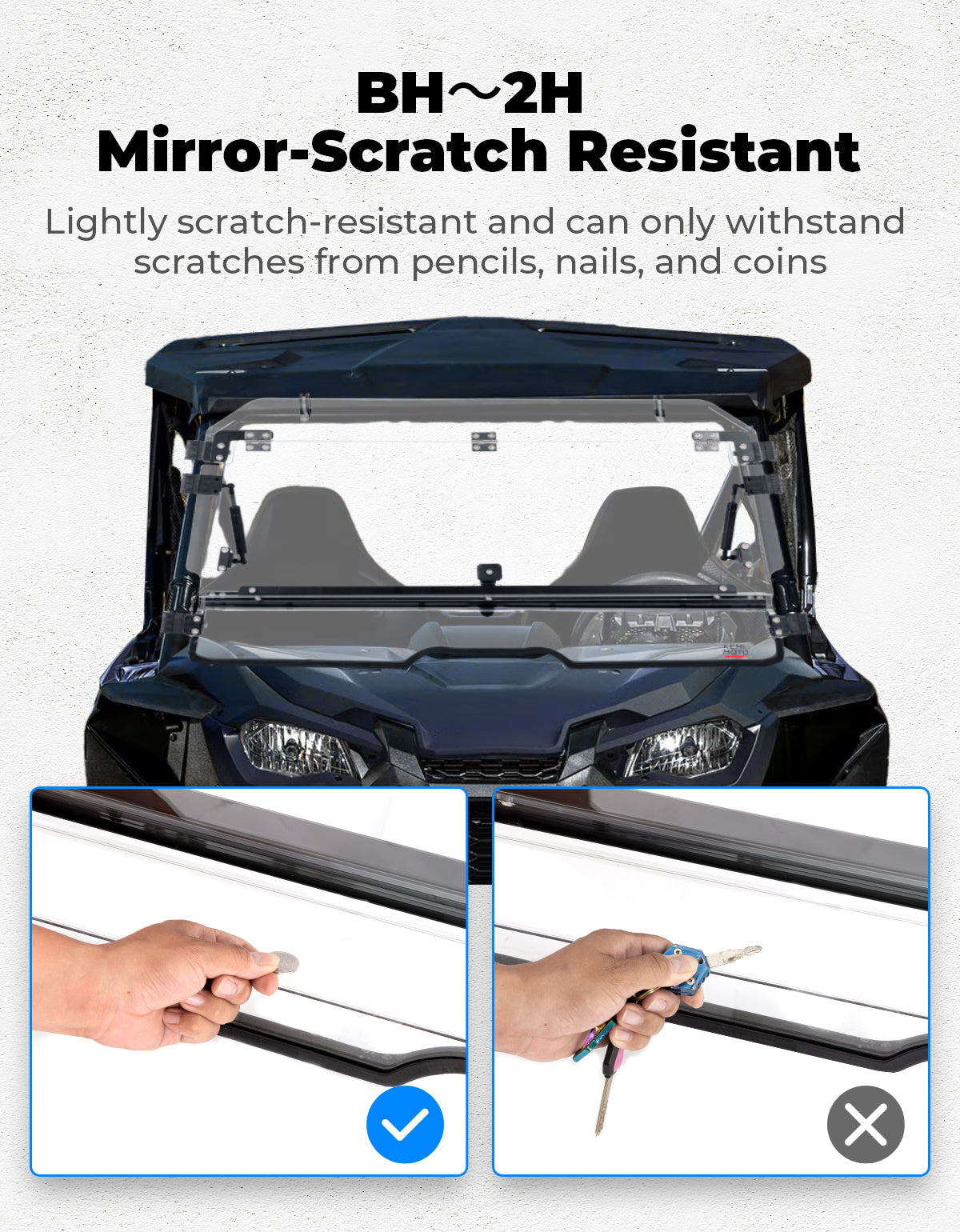 Photo of UTV Flip Windshield for Talon 1000R 1000X 1000X-4 2019-2024 by Kemimoto - Premium for UTVs / Side by Sides