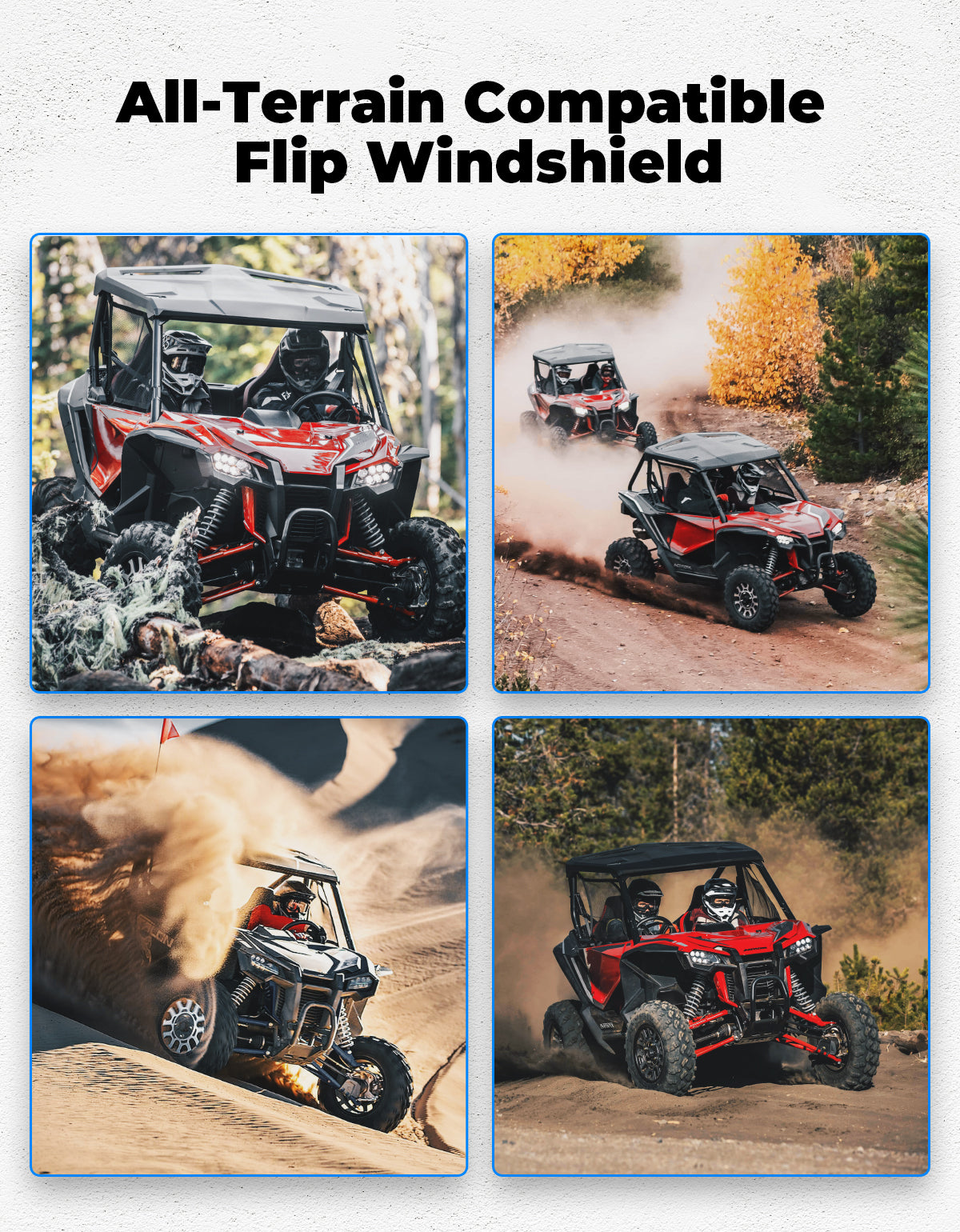 Photo of UTV Flip Windshield for Talon 1000R 1000X 1000X-4 2019-2024 by Kemimoto - Premium for UTVs / Side by Sides