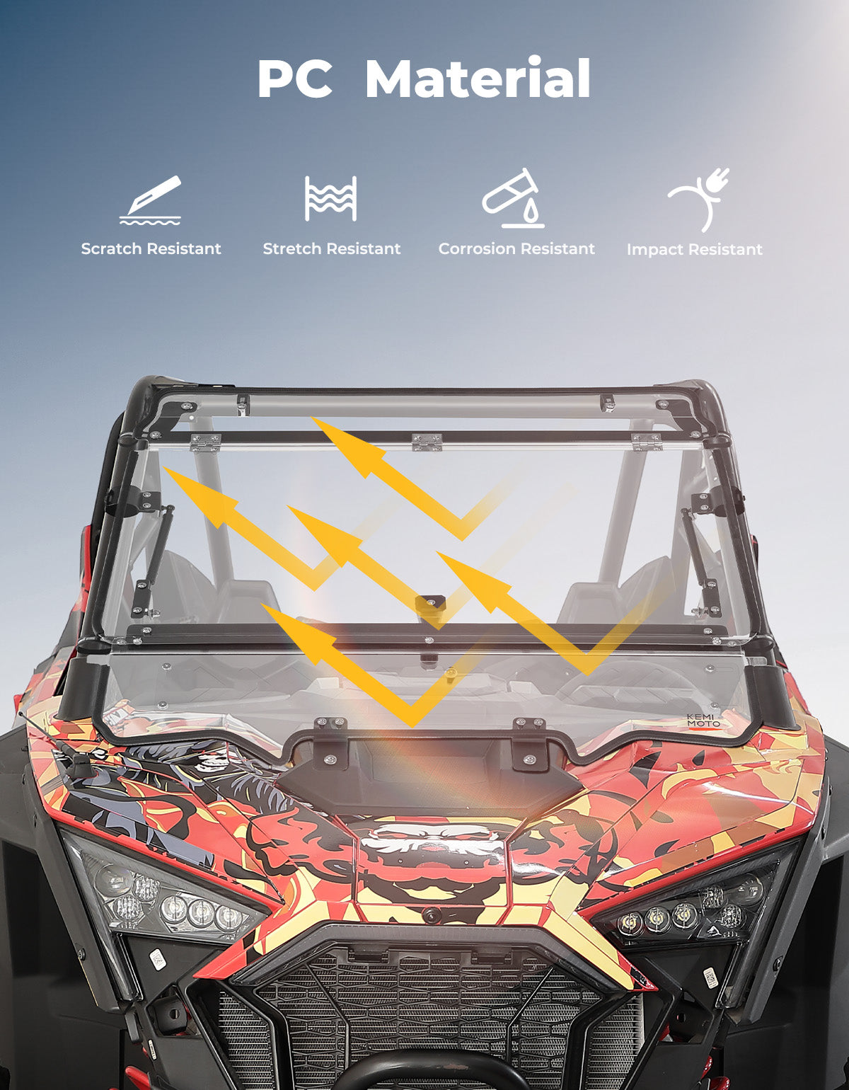 Photo of Upgraded Flip Windshield with Slide Window for 2020-2024 RZR PRO XP/4 by Kemimoto - Premium for UTVs / Side by Sides