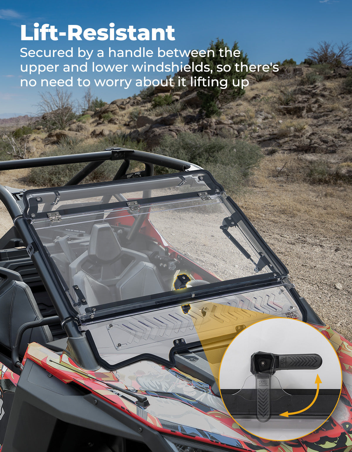 Photo of Upgraded Flip Windshield with Slide Window for 2020-2024 RZR PRO XP/4 by Kemimoto - Premium for UTVs / Side by Sides