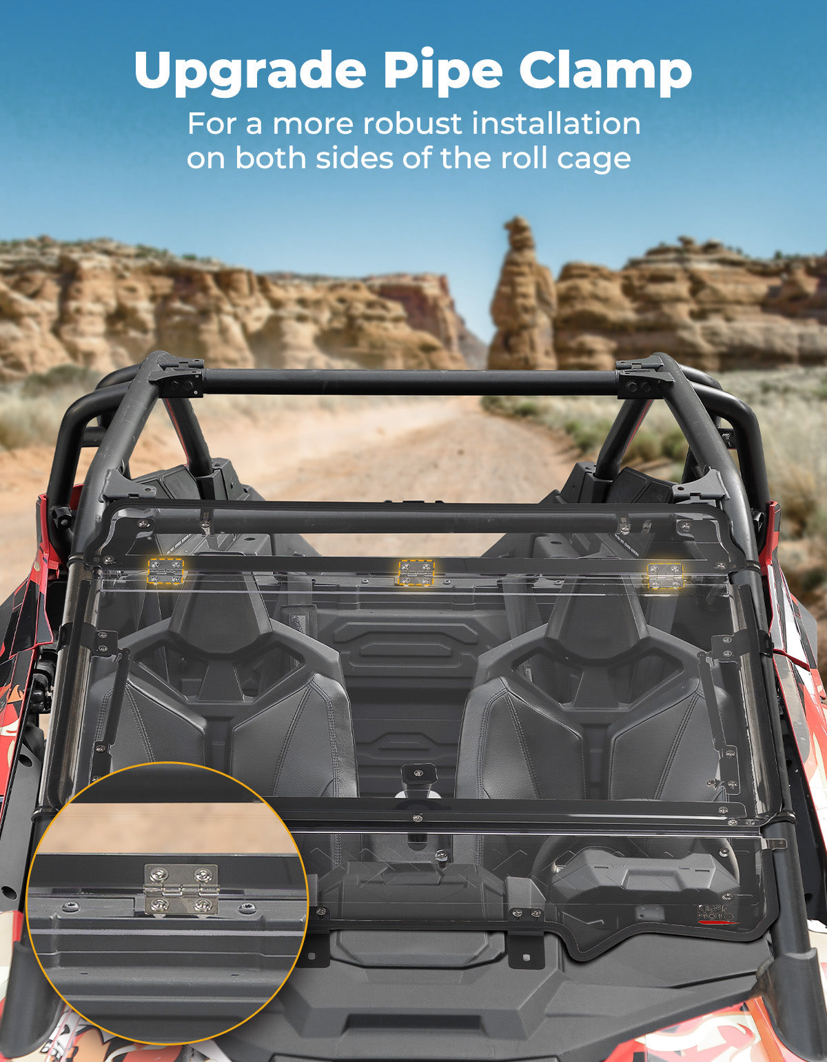 Photo of Upgraded Flip Windshield with Slide Window for 2020-2024 RZR PRO XP/4 by Kemimoto - Premium for UTVs / Side by Sides