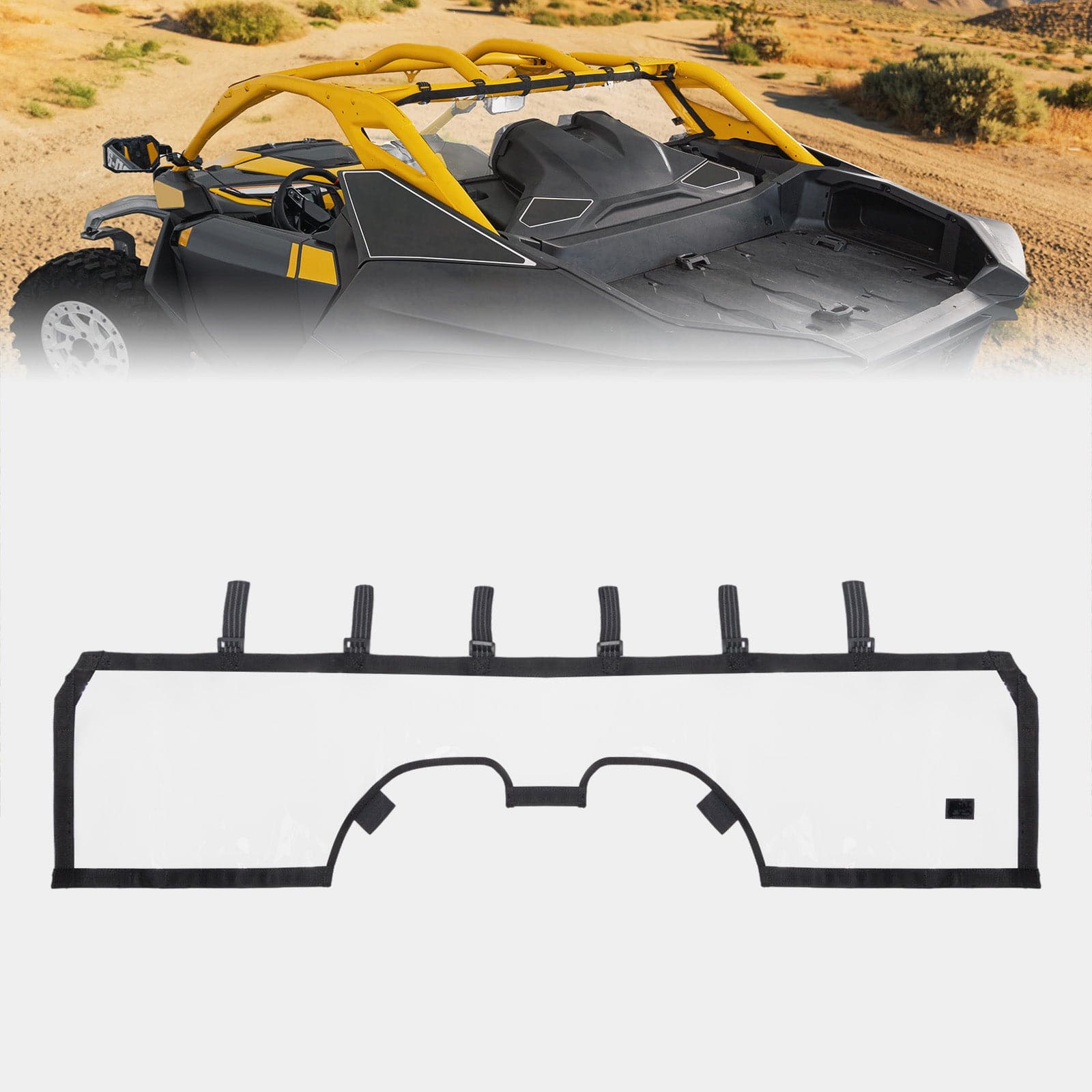 Photo of Soft Rear Windshield for Can-Am Maverick R 2024+ by Kemimoto - Premium for UTVs / Side by Sides
