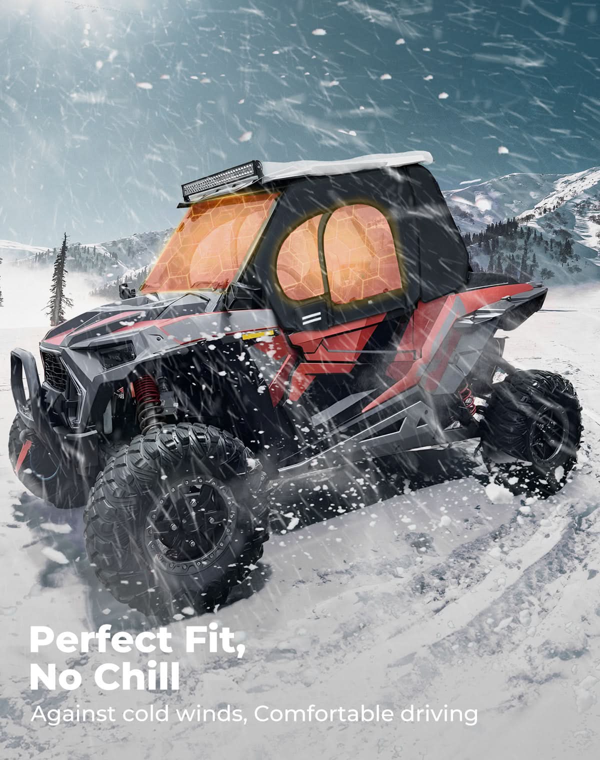 Photo of Upper Doors with Steel Frame for Polaris RZR XP 1000 / XP Turbo 2014-2023 by Kemimoto - Premium for UTVs / Side by Sides