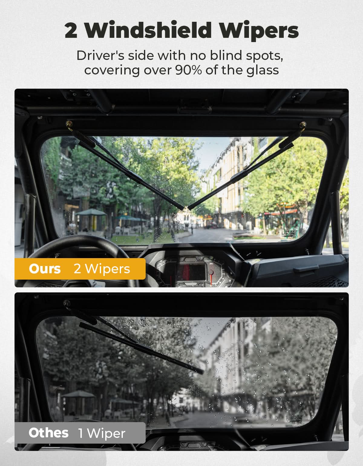 Photo of Kemimoto Glass Windshield with 2 Manual Wipers for 2024-2025 Polaris RZR XP 1000 / 4 by Kemimoto - Premium for UTVs / Side by Sides