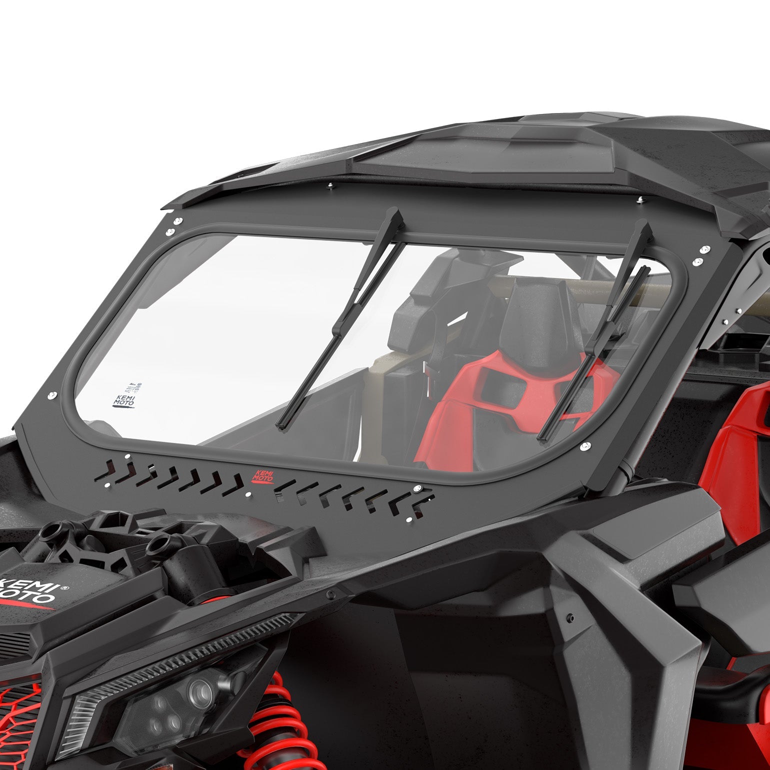 Photo of Kemimoto Glass Windshield with Sliding Vents for Can-Am Maverick X3 / X3 MAX by Kemimoto - Premium for UTVs / Side by Sides