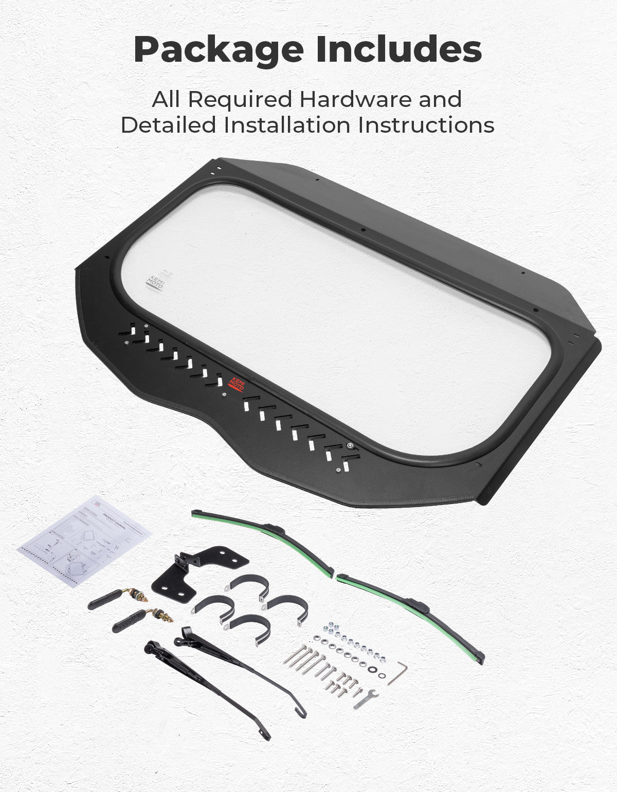 Photo of Kemimoto Glass Windshield with Sliding Vents for Can-Am Maverick X3 / X3 MAX by Kemimoto - Premium for UTVs / Side by Sides
