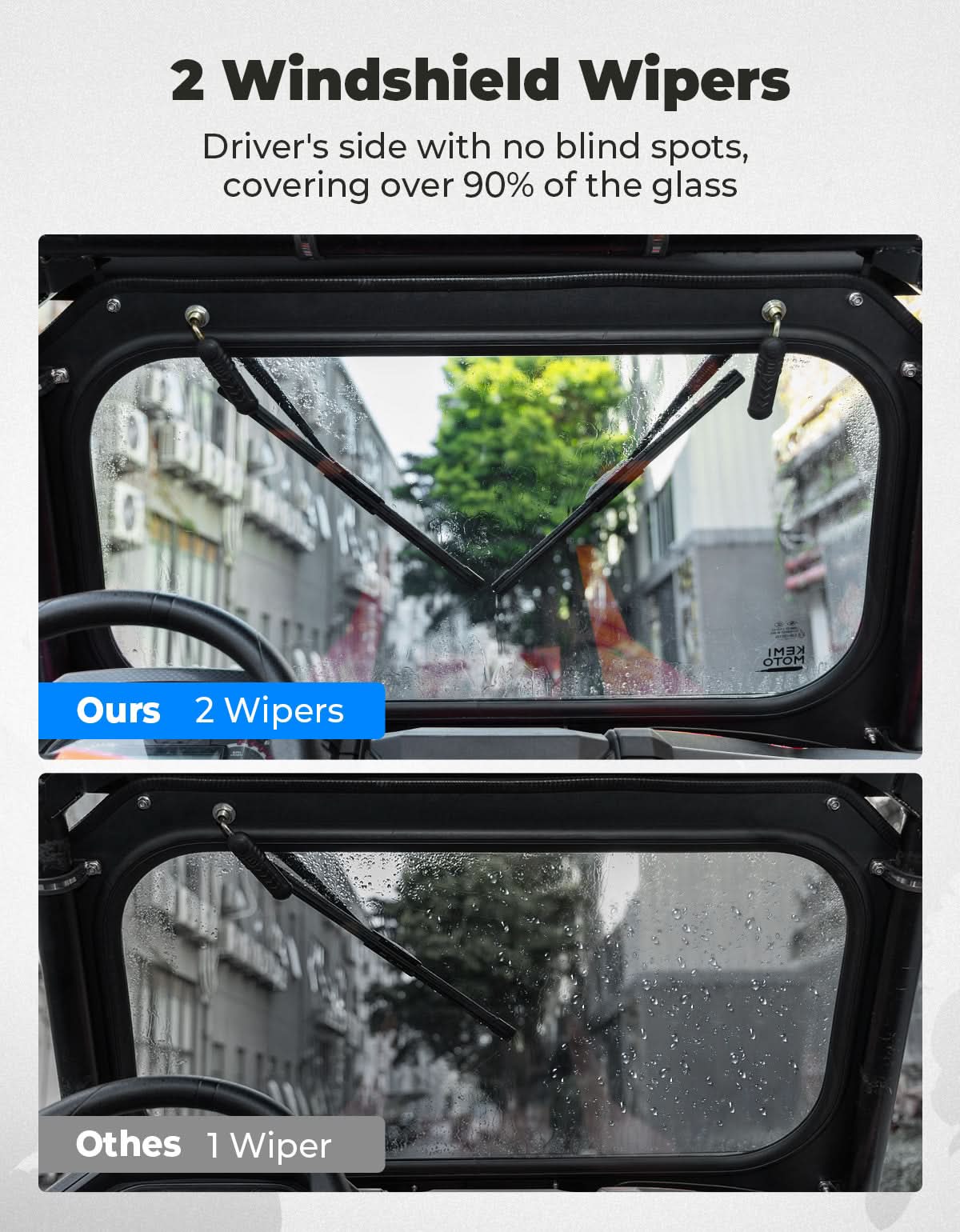 Photo of Kemimoto Glass Windshield with 2 Manual Wipers for 2019-2023 Polaris RZR XP 1000 /Turbo by Kemimoto - Premium for UTVs / Side by Sides