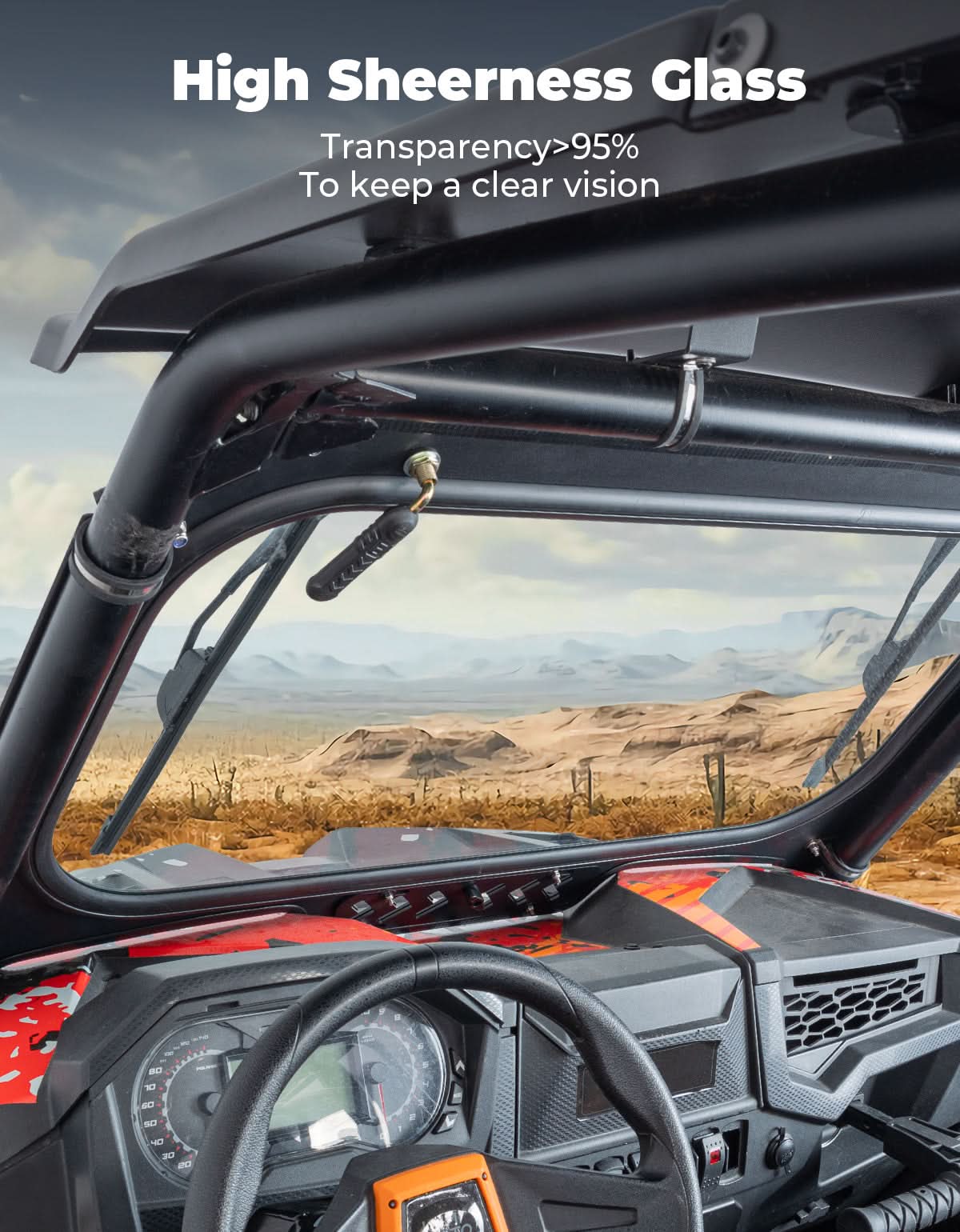 Photo of Kemimoto Glass Windshield with 2 Manual Wipers for 2019-2023 Polaris RZR XP 1000 /Turbo by Kemimoto - Premium for UTVs / Side by Sides