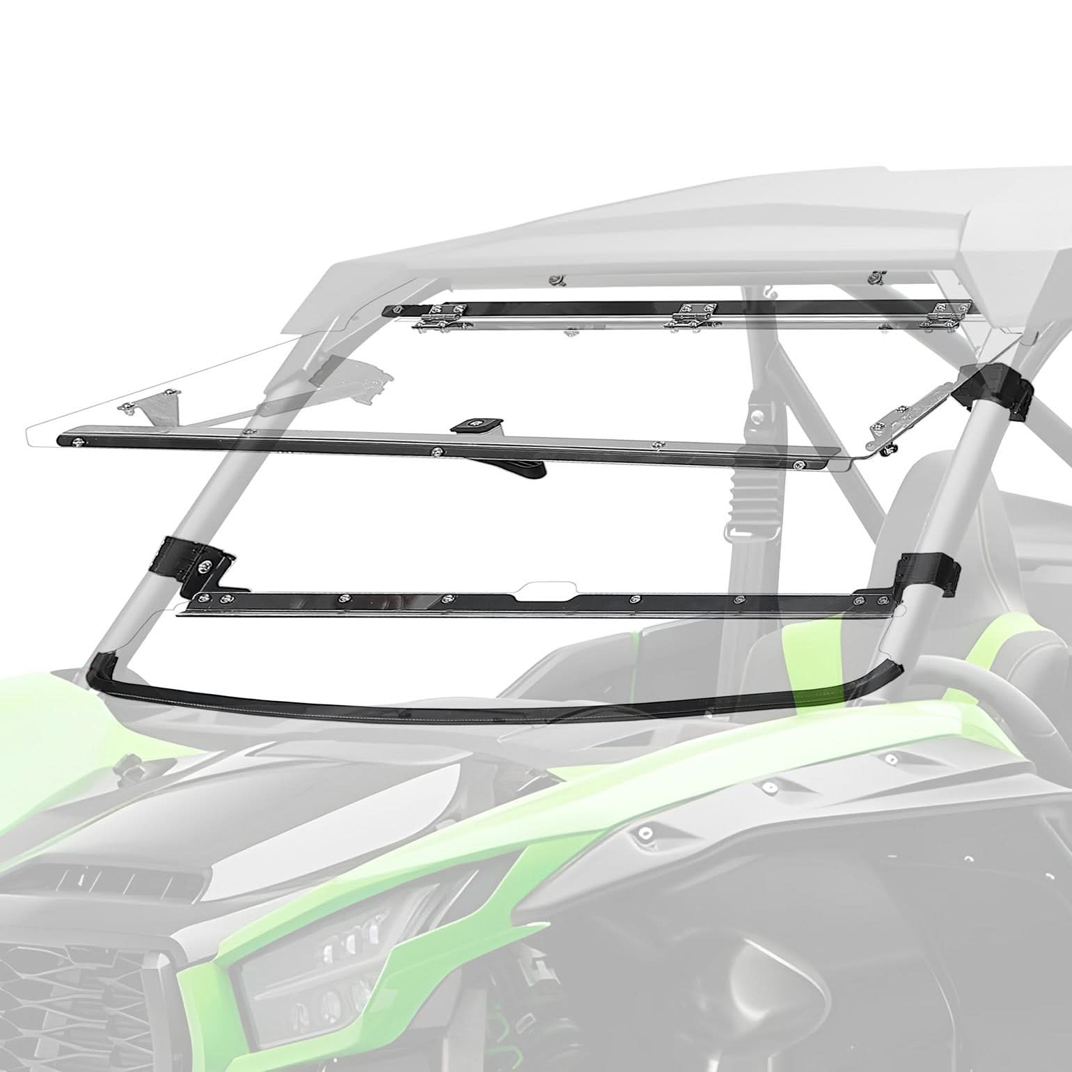Photo of Scratch Resistant Flip Windshield for Kawasaki Teryx KRX 1000 | KRX4 1000 by Kemimoto - Premium for UTVs / Side by Sides