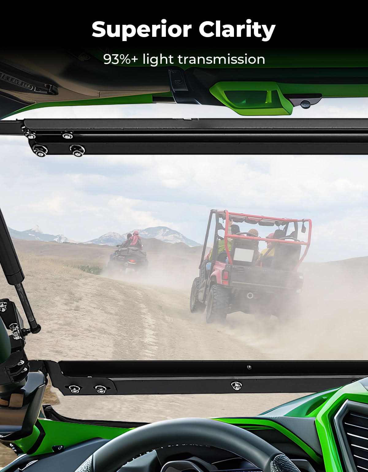 Photo of Scratch Resistant Flip Windshield for Kawasaki Teryx KRX 1000 | KRX4 1000 by Kemimoto - Premium for UTVs / Side by Sides