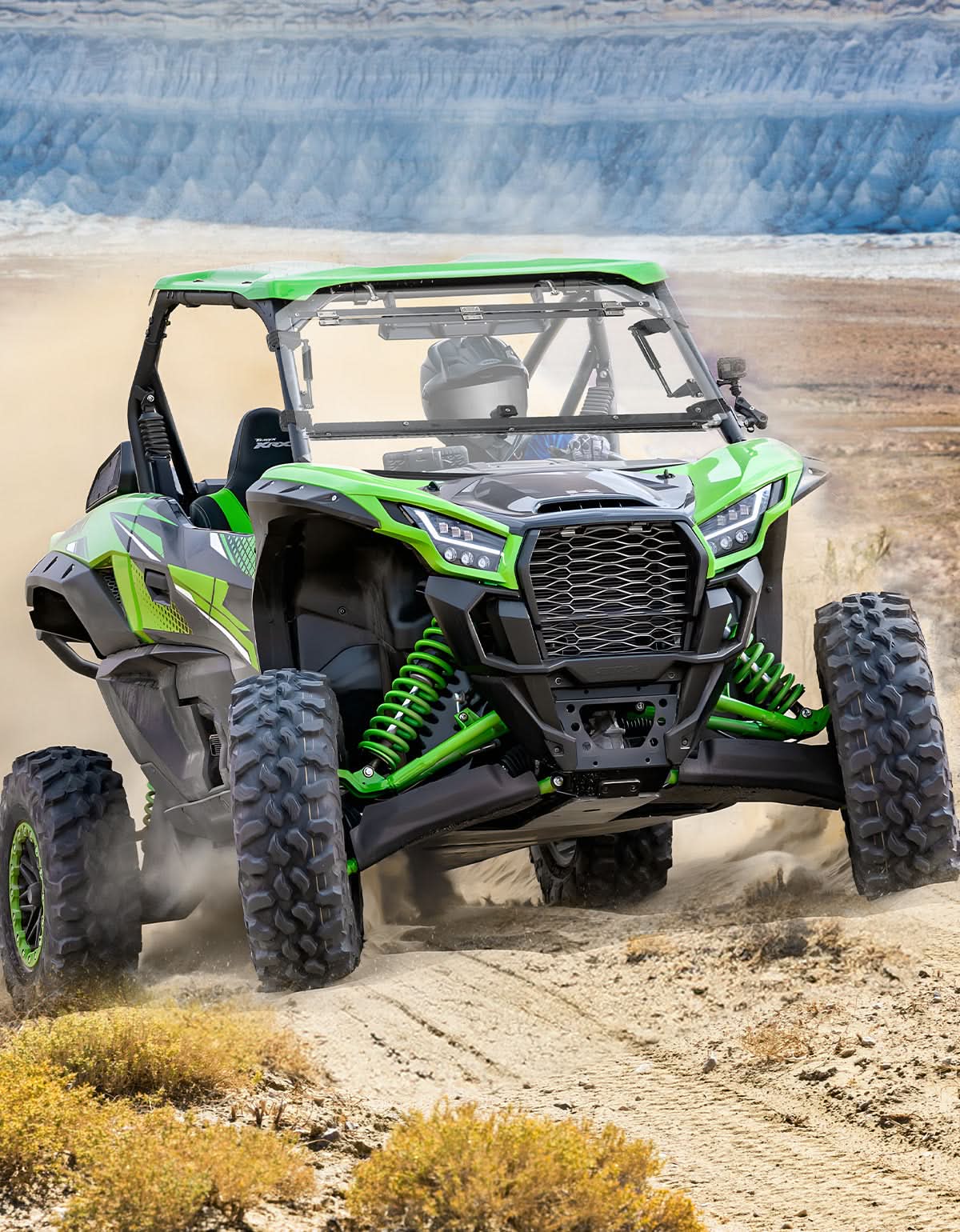 Photo of Scratch Resistant Flip Windshield for Kawasaki Teryx KRX 1000 | KRX4 1000 by Kemimoto - Premium for UTVs / Side by Sides