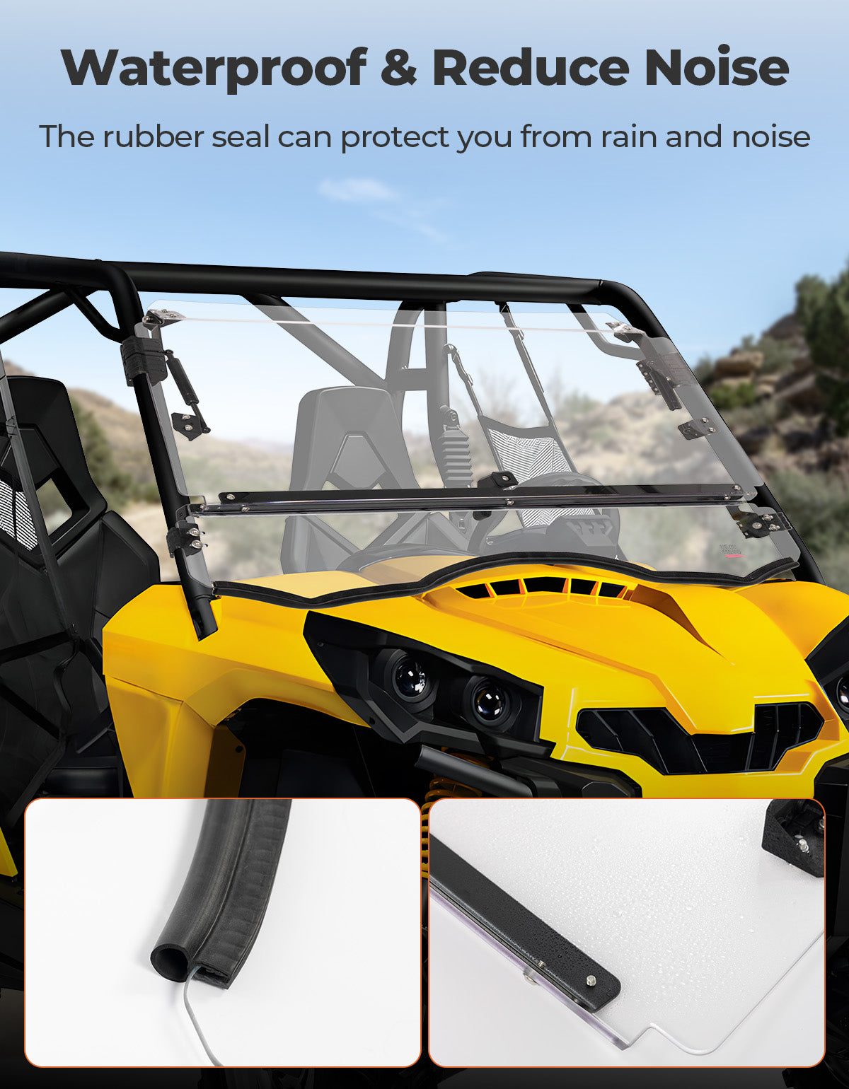 Photo of Kemimoto Flip Windshield for Can-Am Commander 800 / 1000 2011-2020 by Kemimoto - Premium for UTVs / Side by Sides