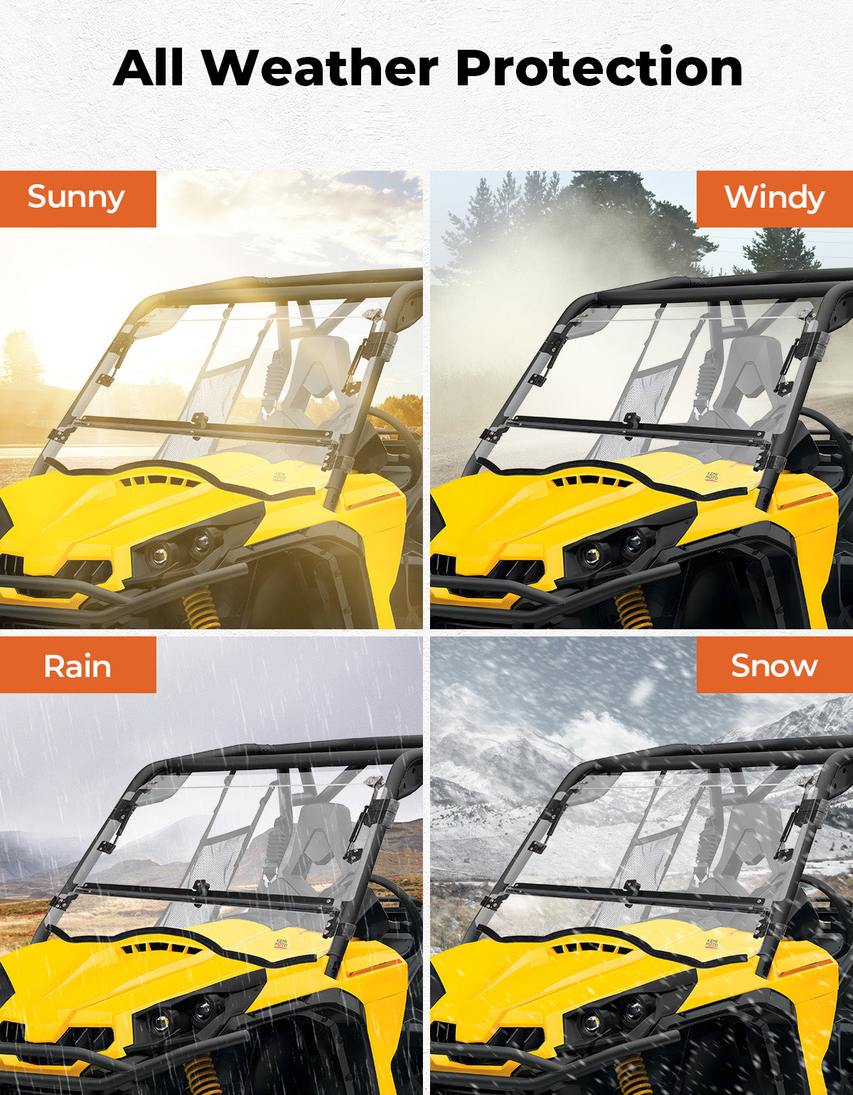 Photo of Kemimoto Flip Windshield for Can-Am Commander 800 / 1000 2011-2020 by Kemimoto - Premium for UTVs / Side by Sides