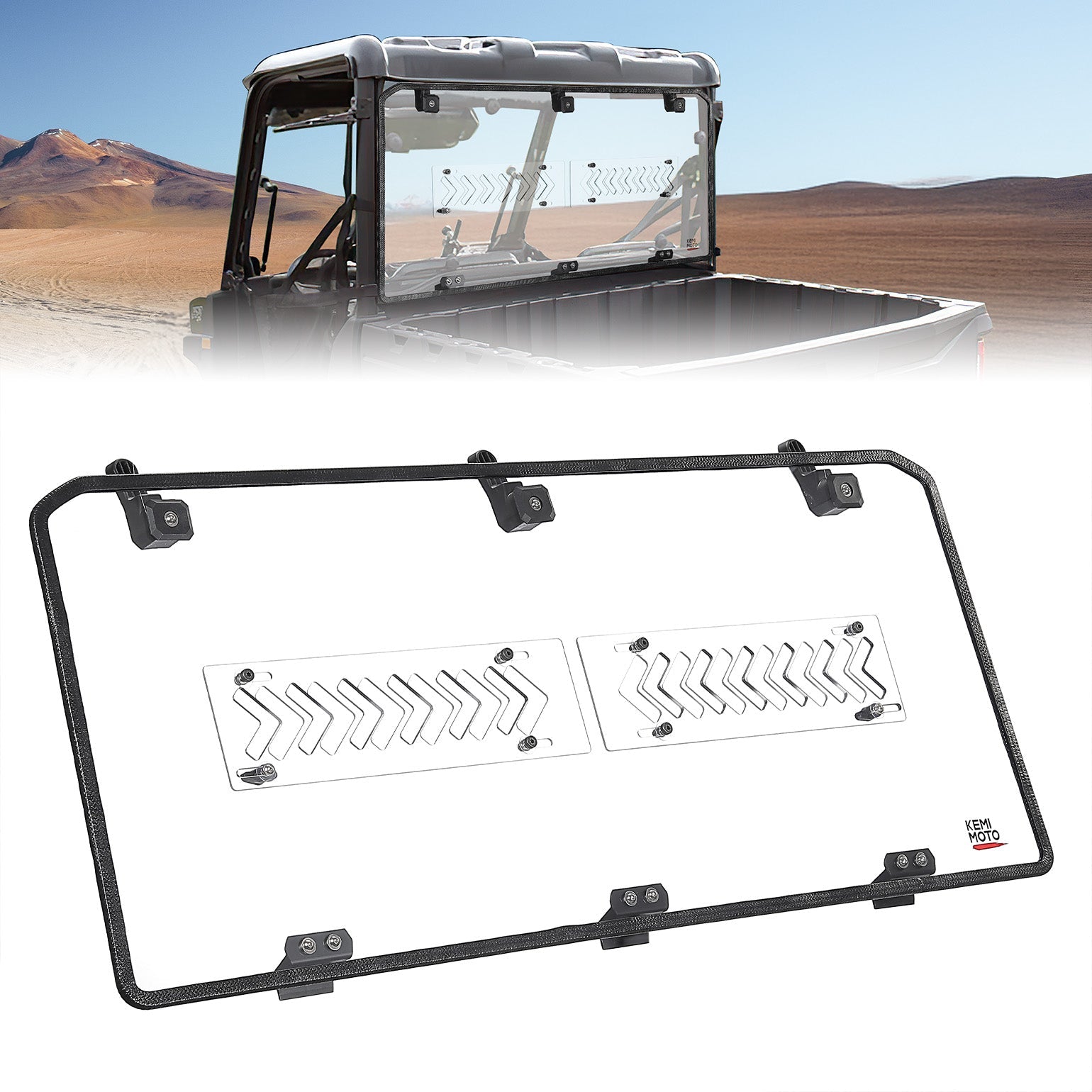 Photo of Rear Window for Polaris Ranger Midsize 500/570/SP 570/Crew/ETX/EV 2015-2025 by Kemimoto - Premium for UTVs / Side by Sides