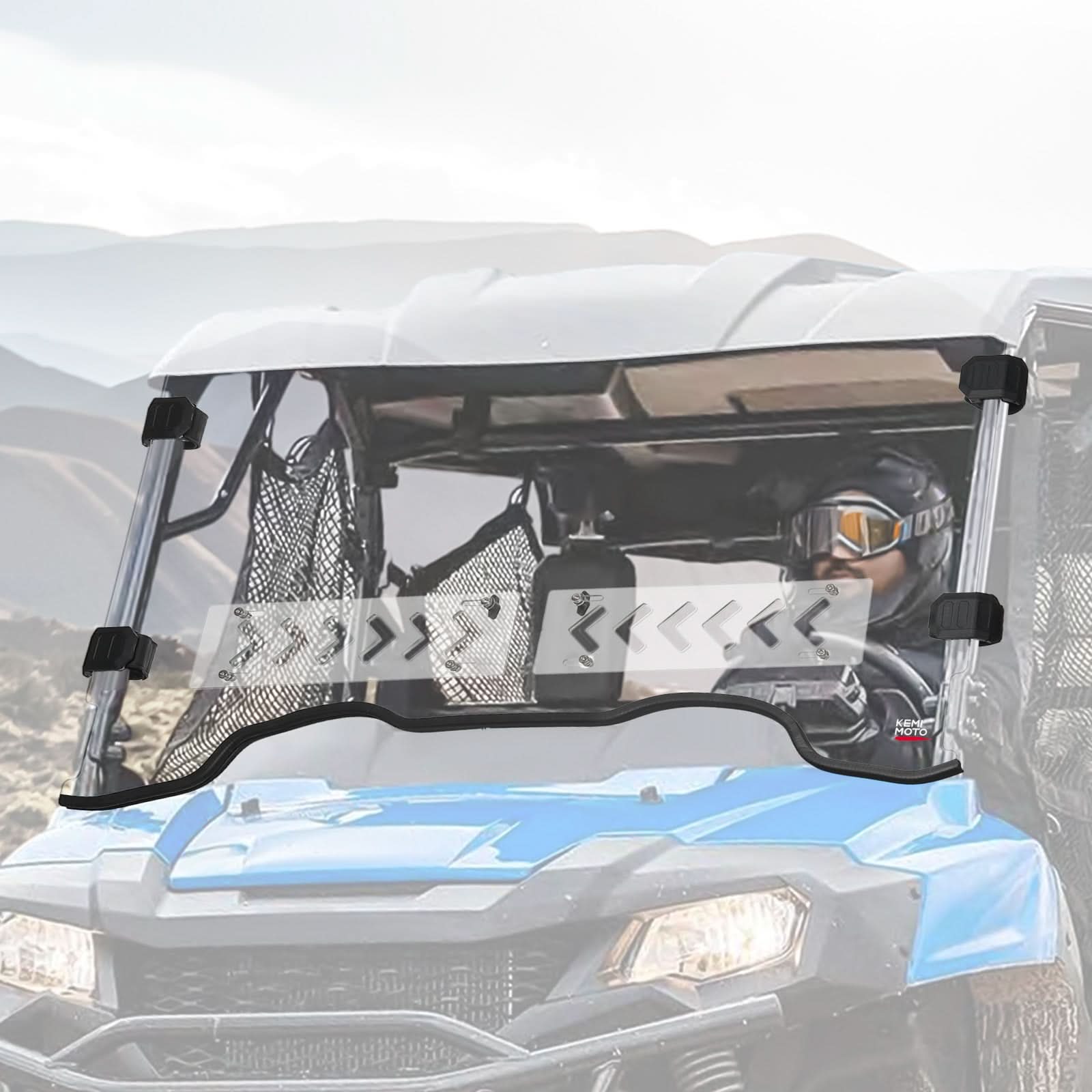 Photo of UTV Front Windshield with Sliding Window for Pioneer 700/700-4 2014-2025 by Kemimoto - Premium for UTVs / Side by Sides